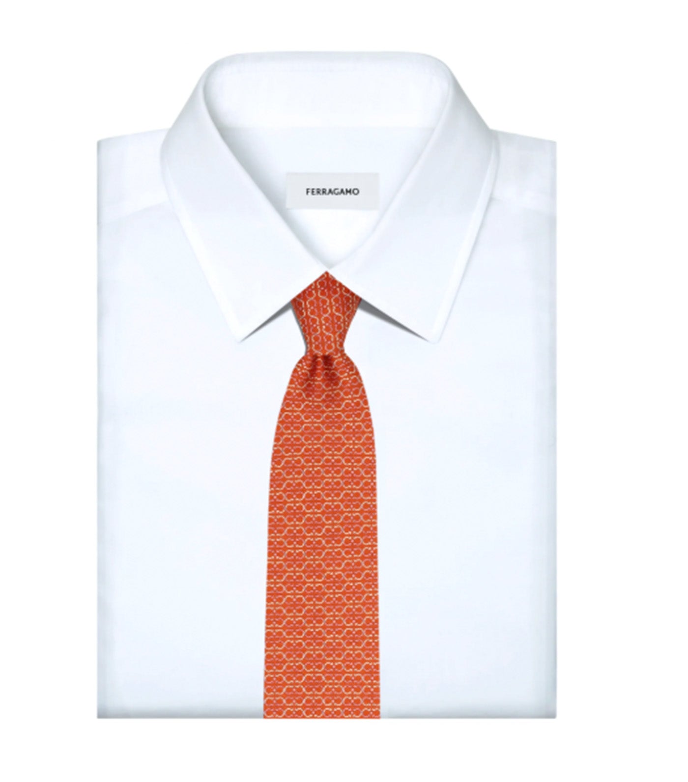 Gancini Print Silk Tie Orange