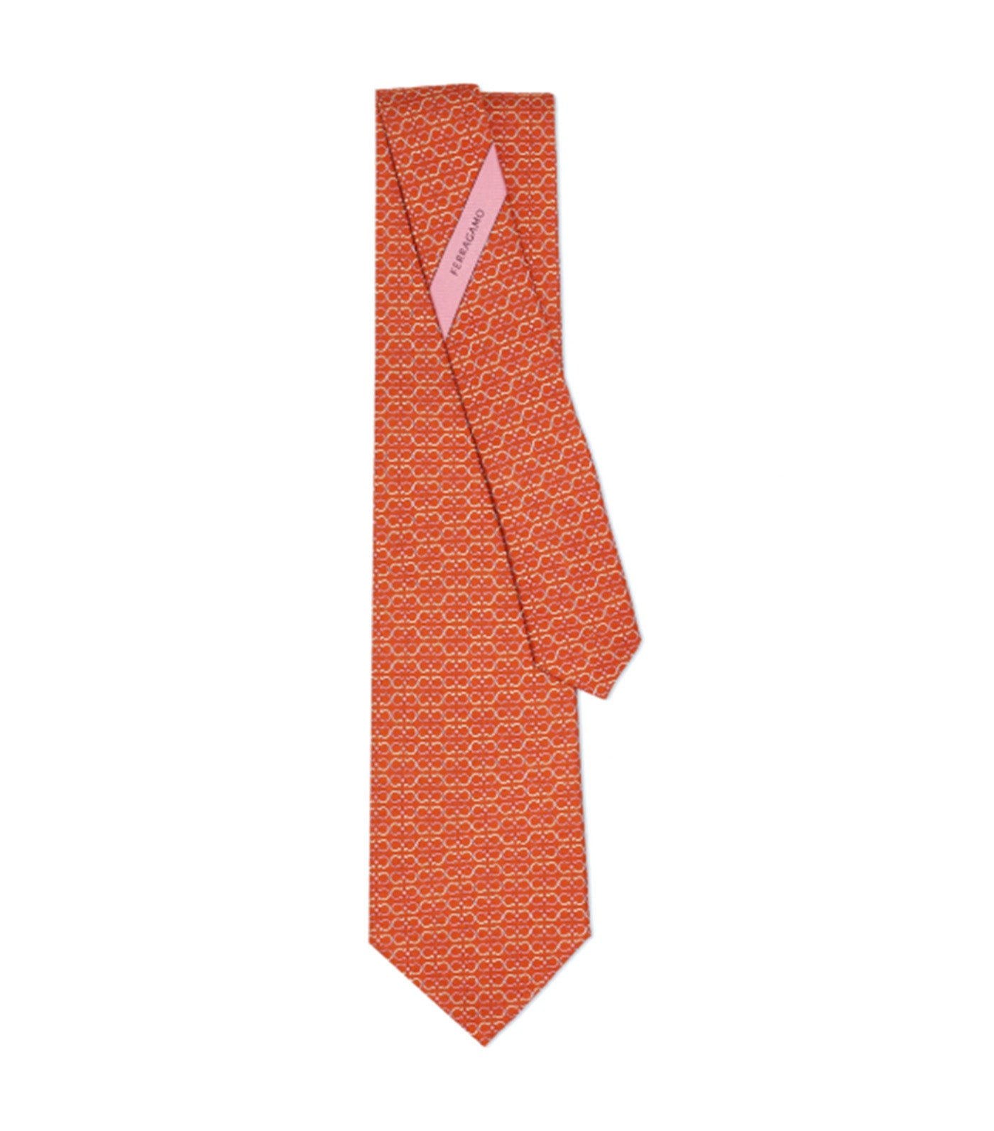 Gancini Print Silk Tie Orange