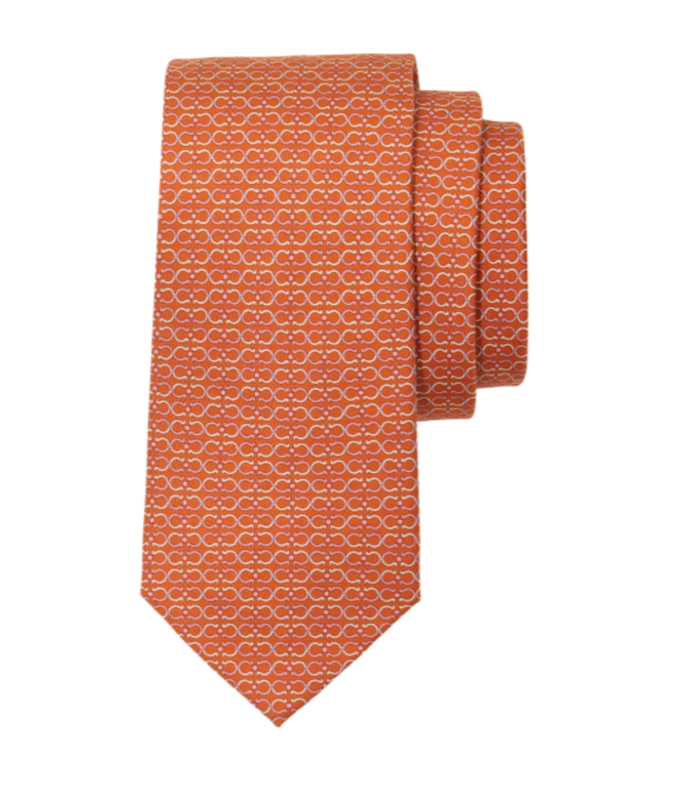 Gancini Print Silk Tie Orange