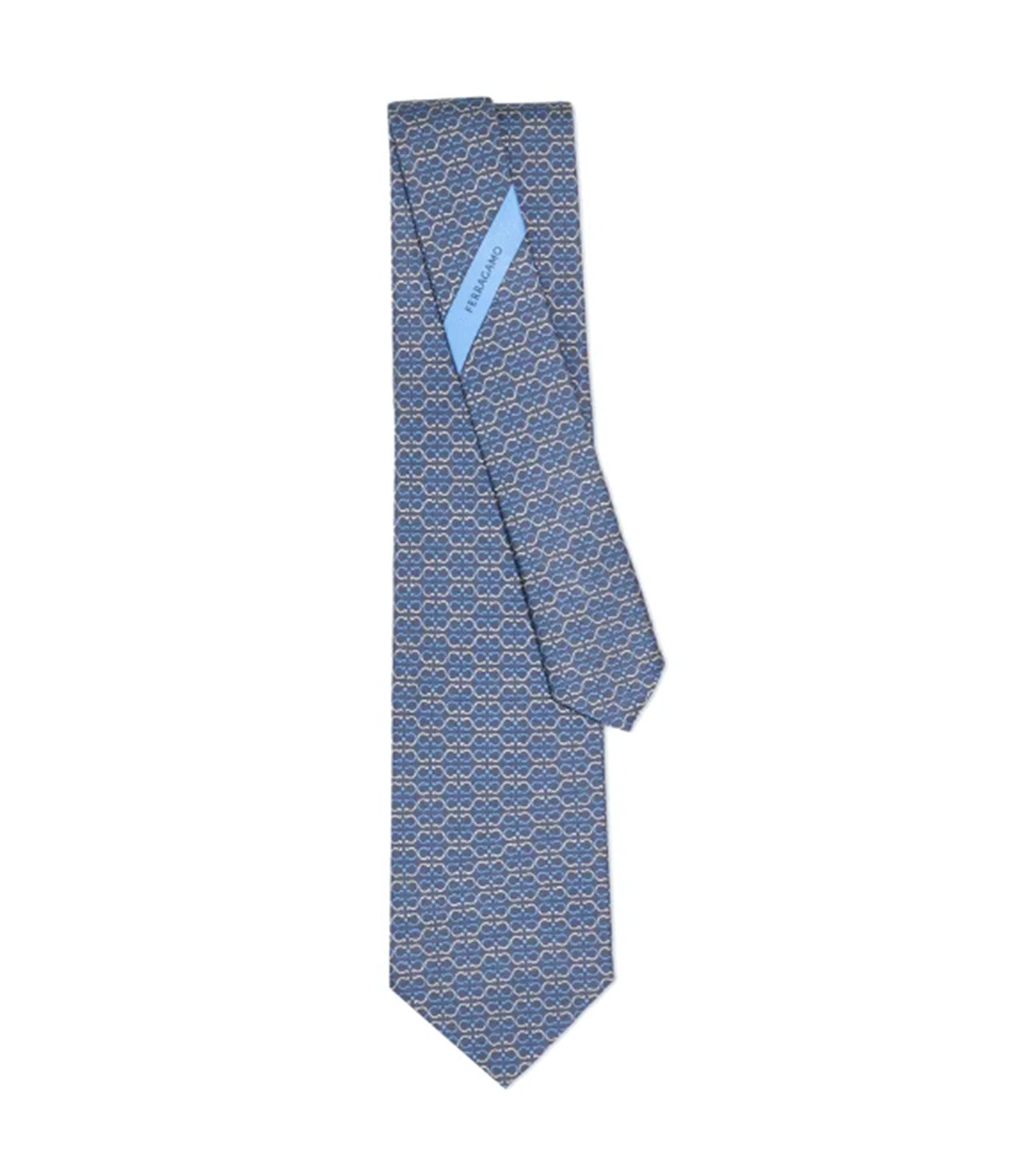 Gancini Print Silk Tie Gray