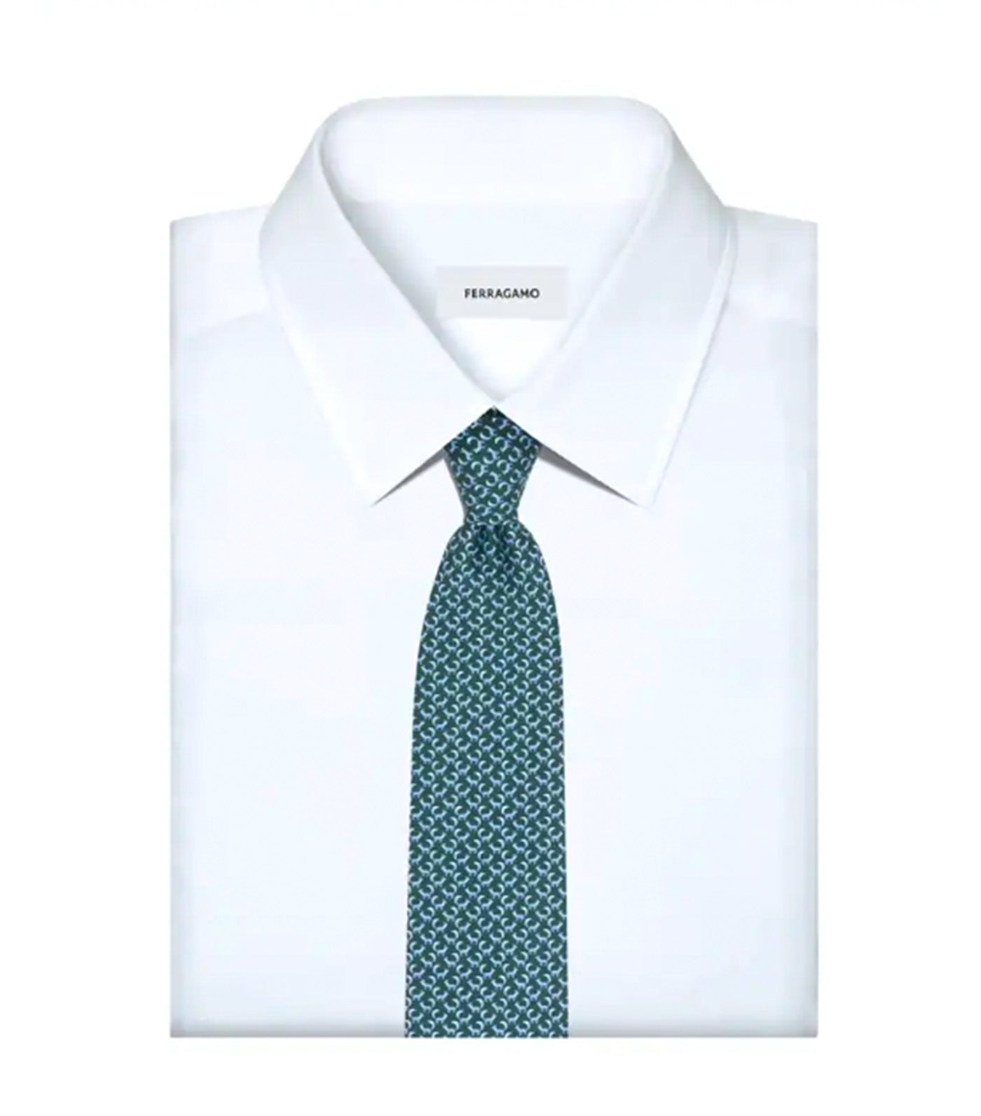 Gancini Print Silk Tie Green