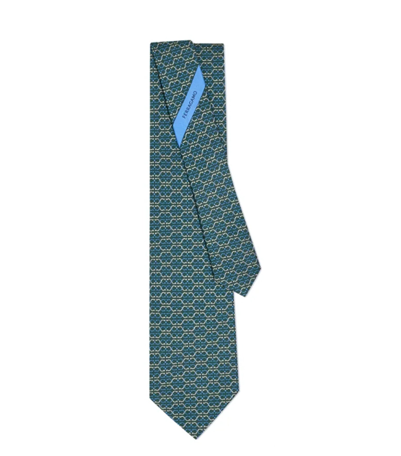 Gancini Print Silk Tie Green