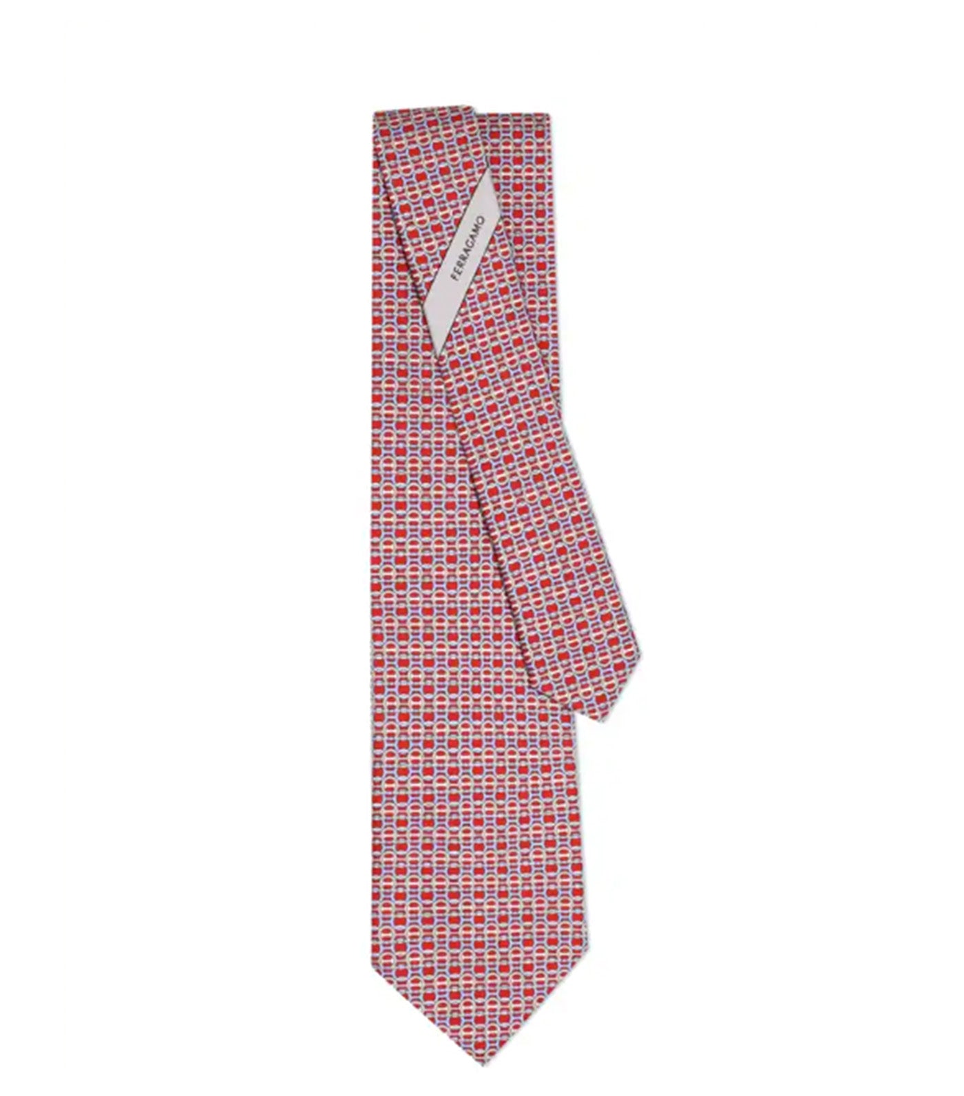 Gancini Print Silk Tie Red