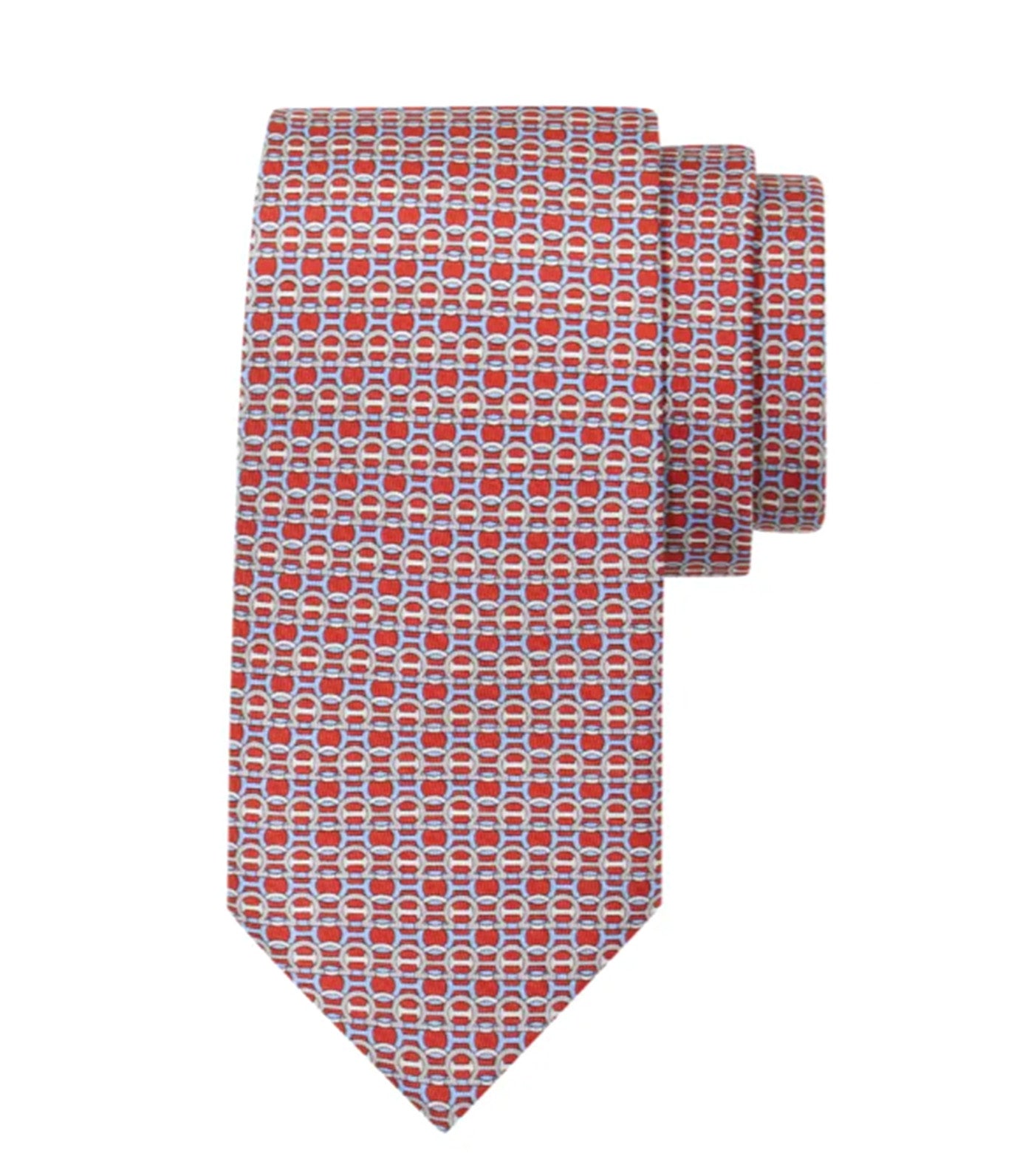 Gancini Print Silk Tie Red