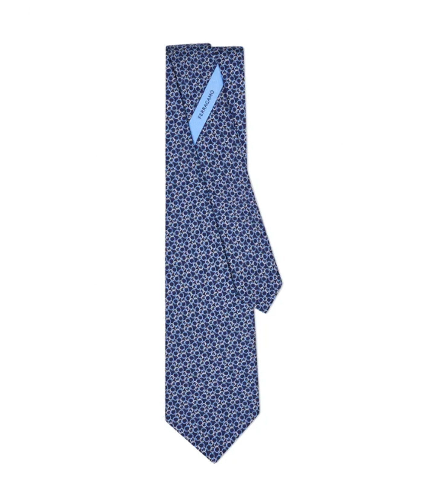 Zefiro Print Silk Tie Navy Blue