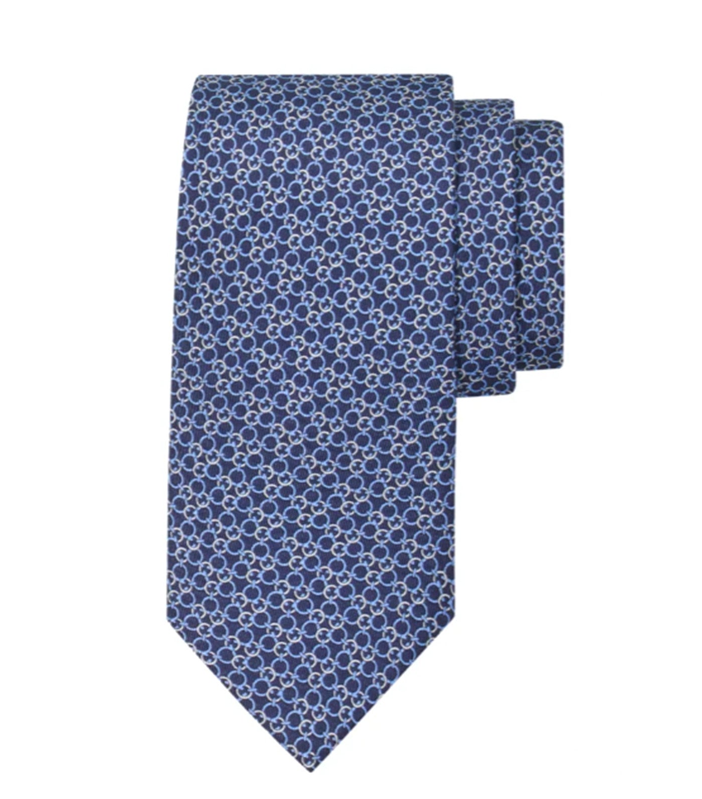 Zefiro Print Silk Tie Navy Blue