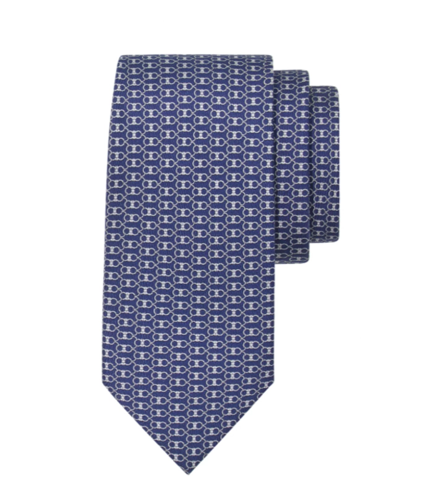 Gancini Print Silk Tie Navy Blue