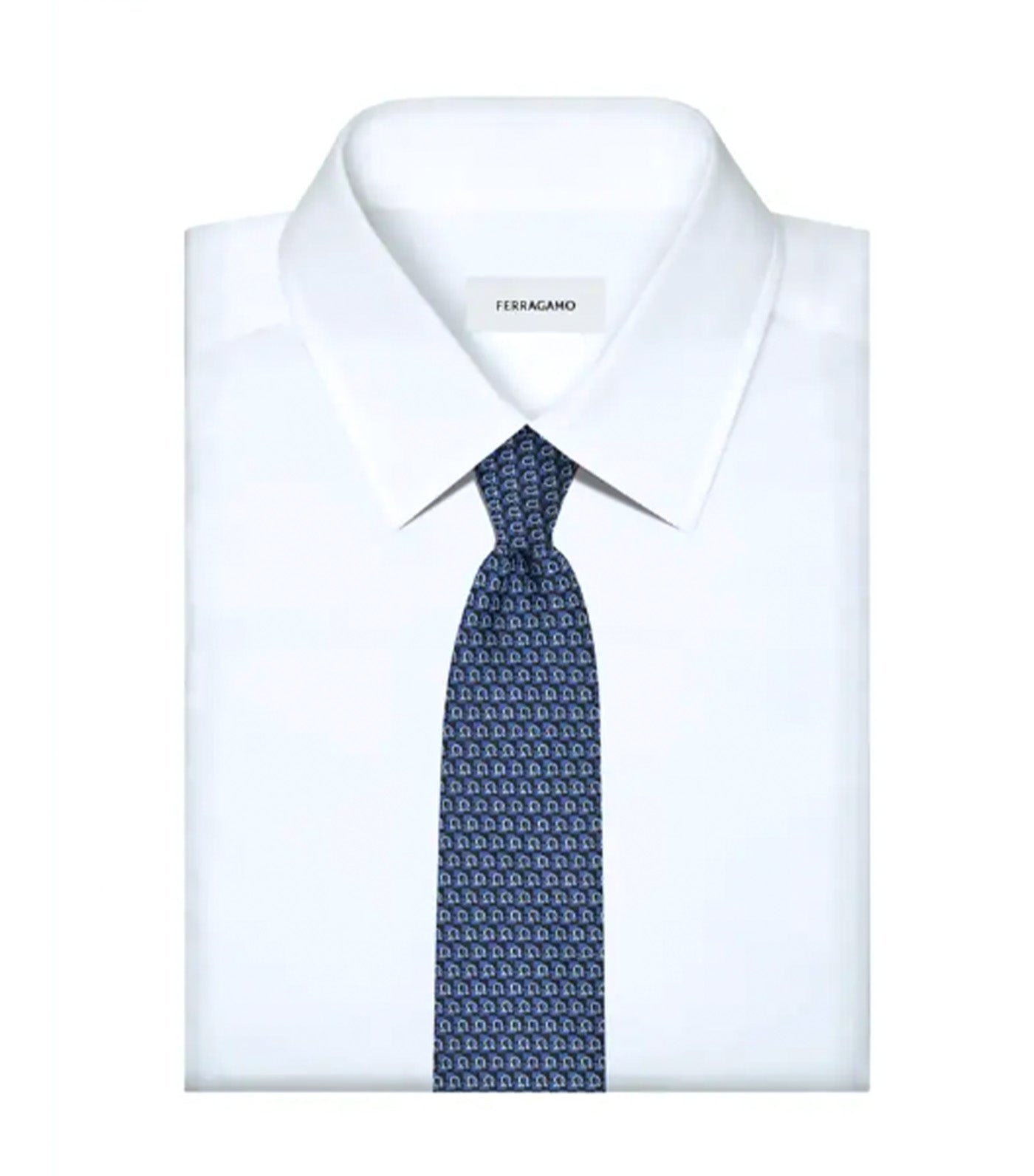 Gancini Jacquard Tie Blue Marine