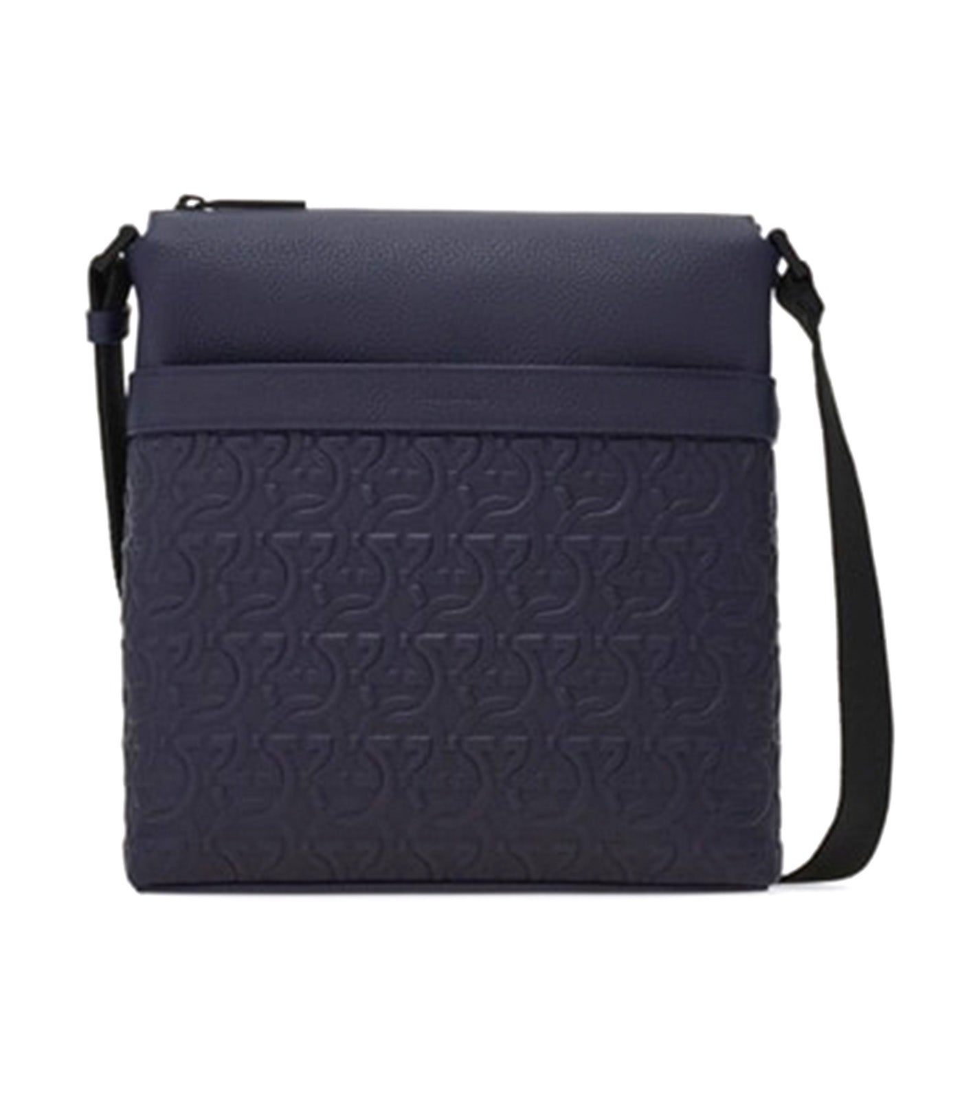 Embossed Gancini Crossbody Bag Midnight Blue