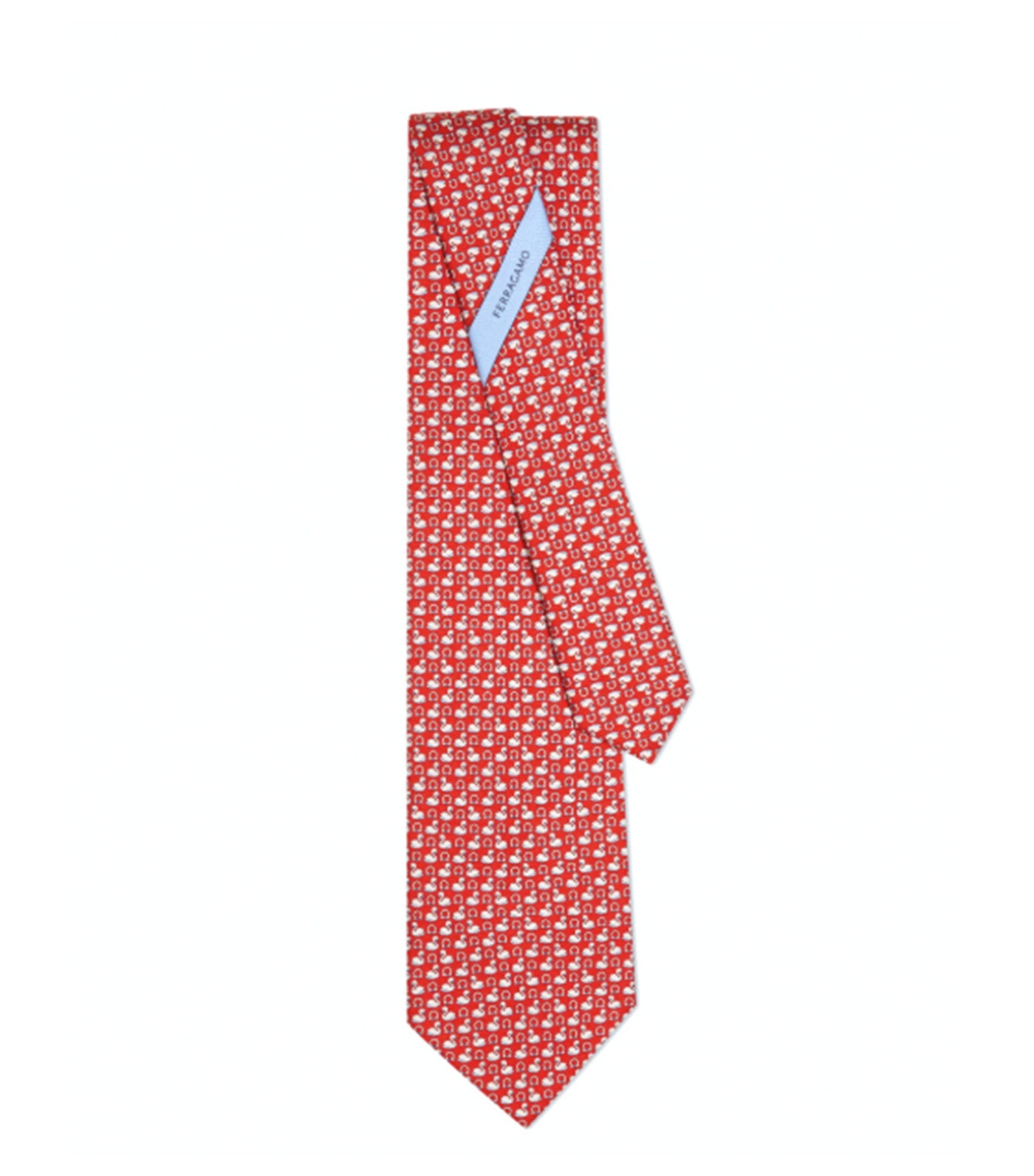 Swan Print Silk Tie Red