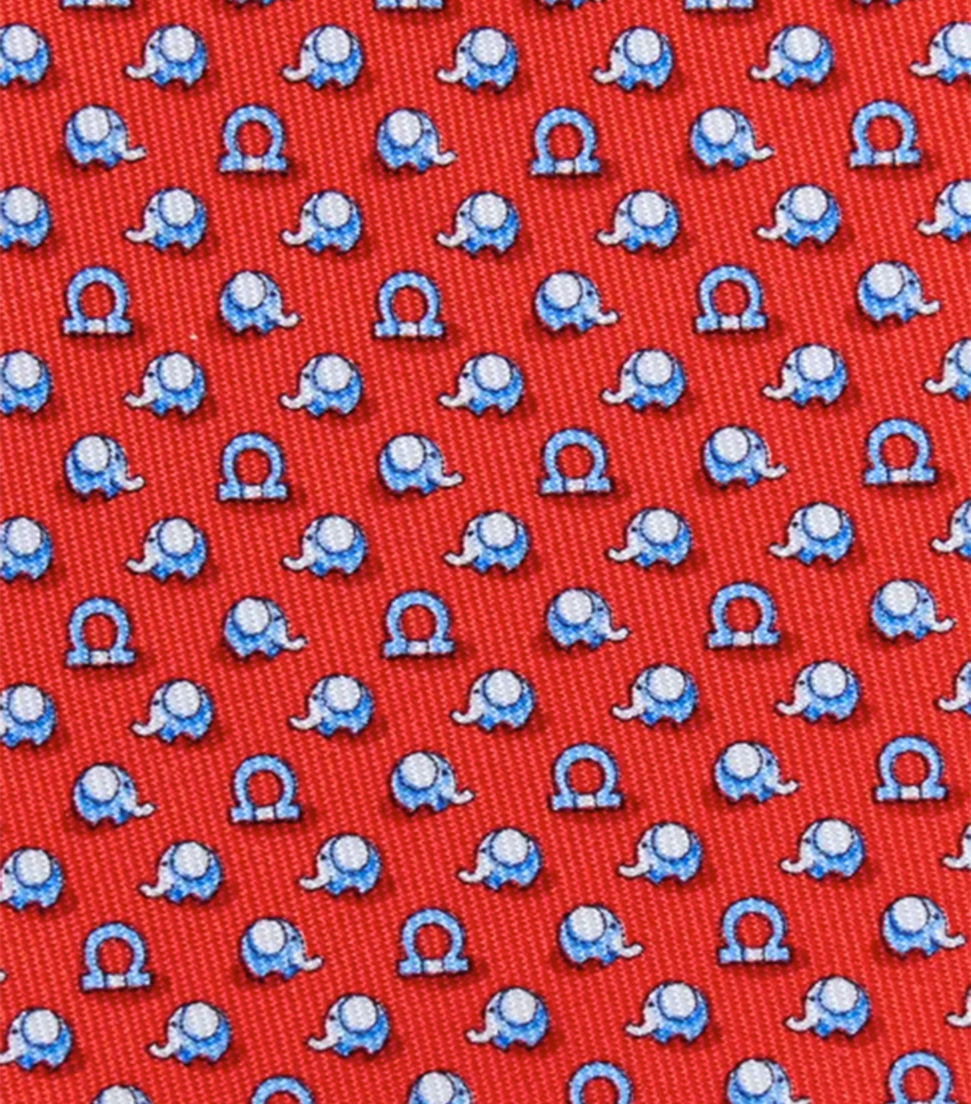 Elephant Print Silk Tie Red