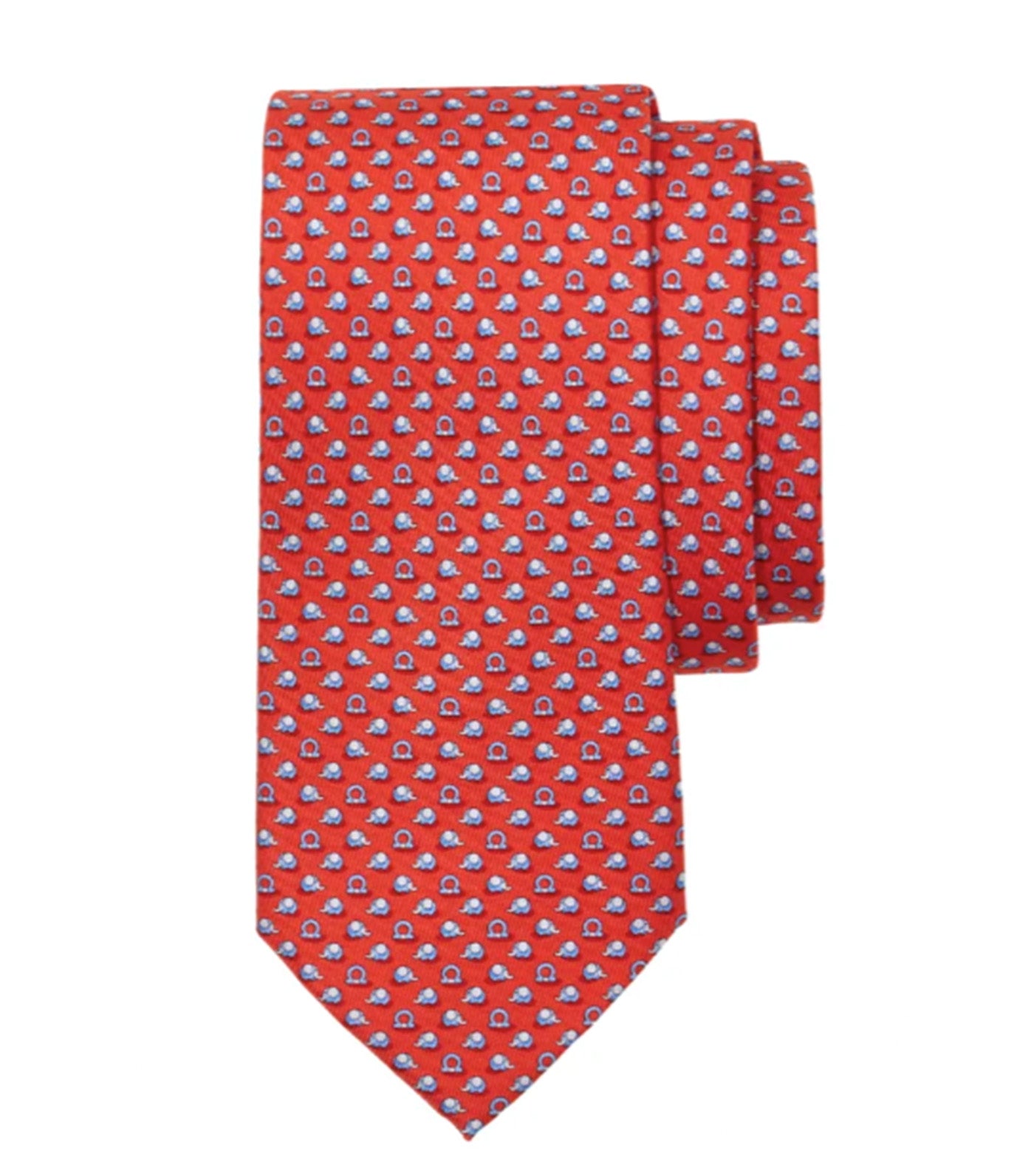 Elephant Print Silk Tie Red