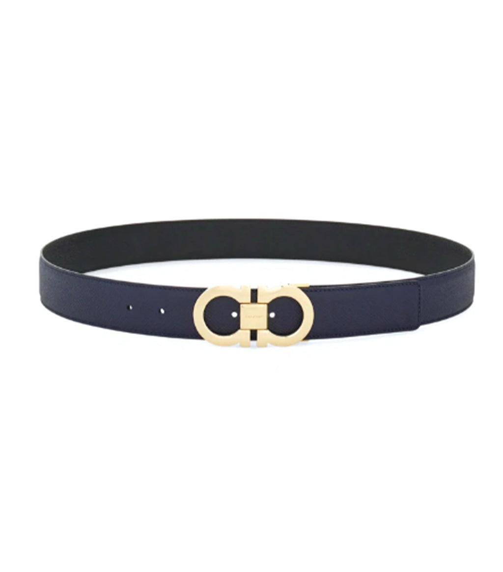 Ferragamo Reversible Belt Gancini Midnight Blue/Black | Rustan display picture 1