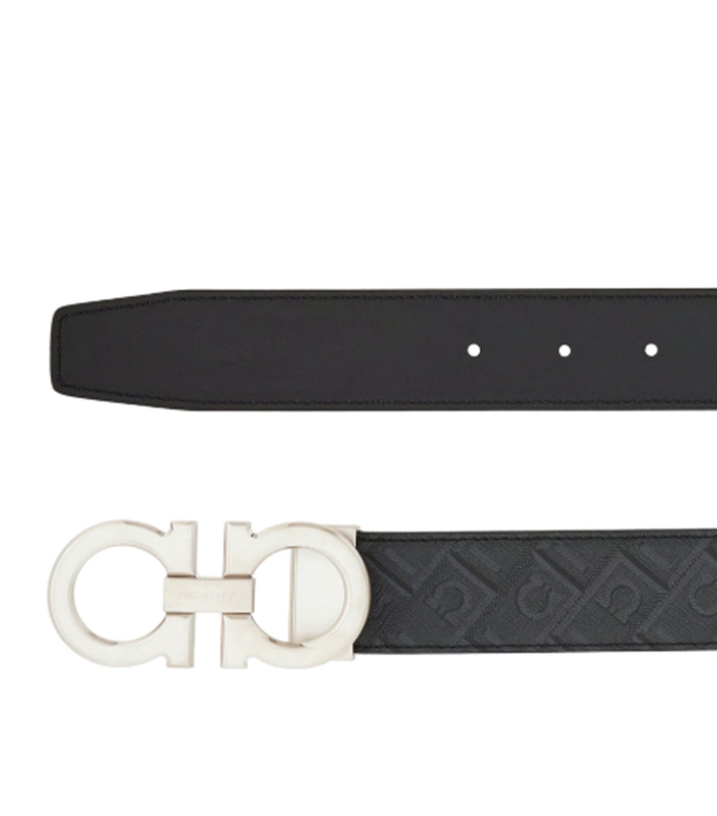 Adjustable Gancini Reversible Belt Black/Gray