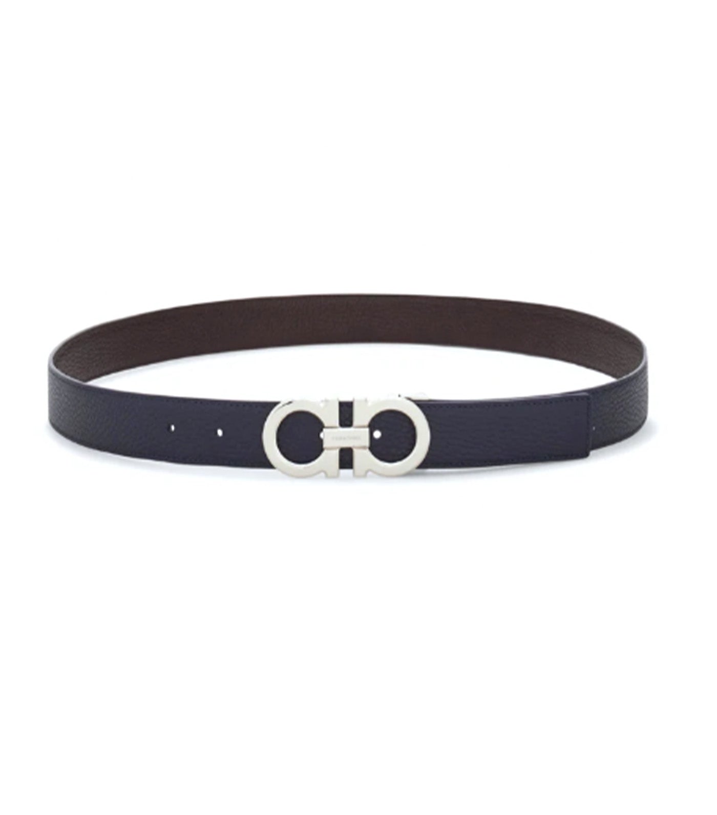 Ferragamo Gancini Reversible Belt Midnight Blue/Oxblood