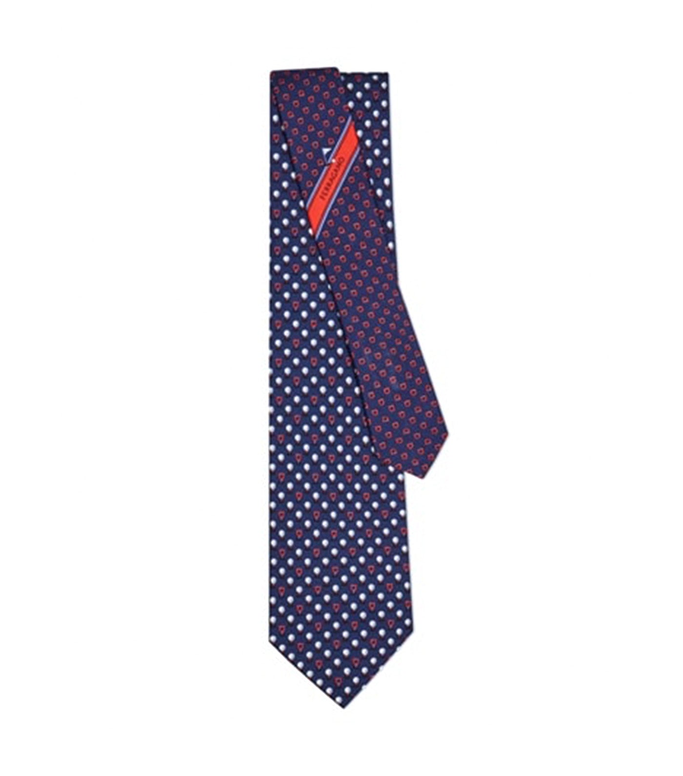 Silk Tie with Golf and Gancini Dark Blue