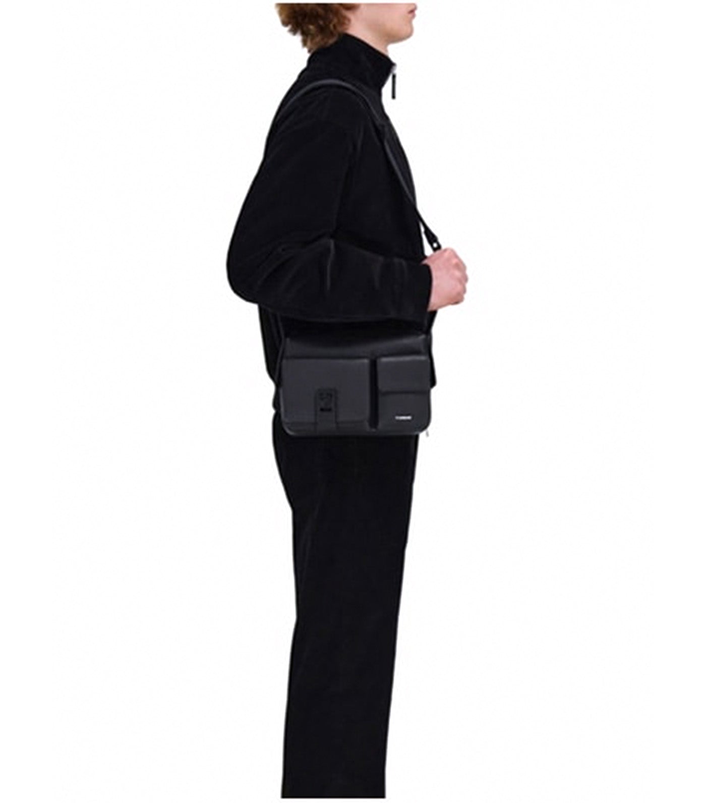 Utillity Crossbody Bag Hammered Calfskin Black