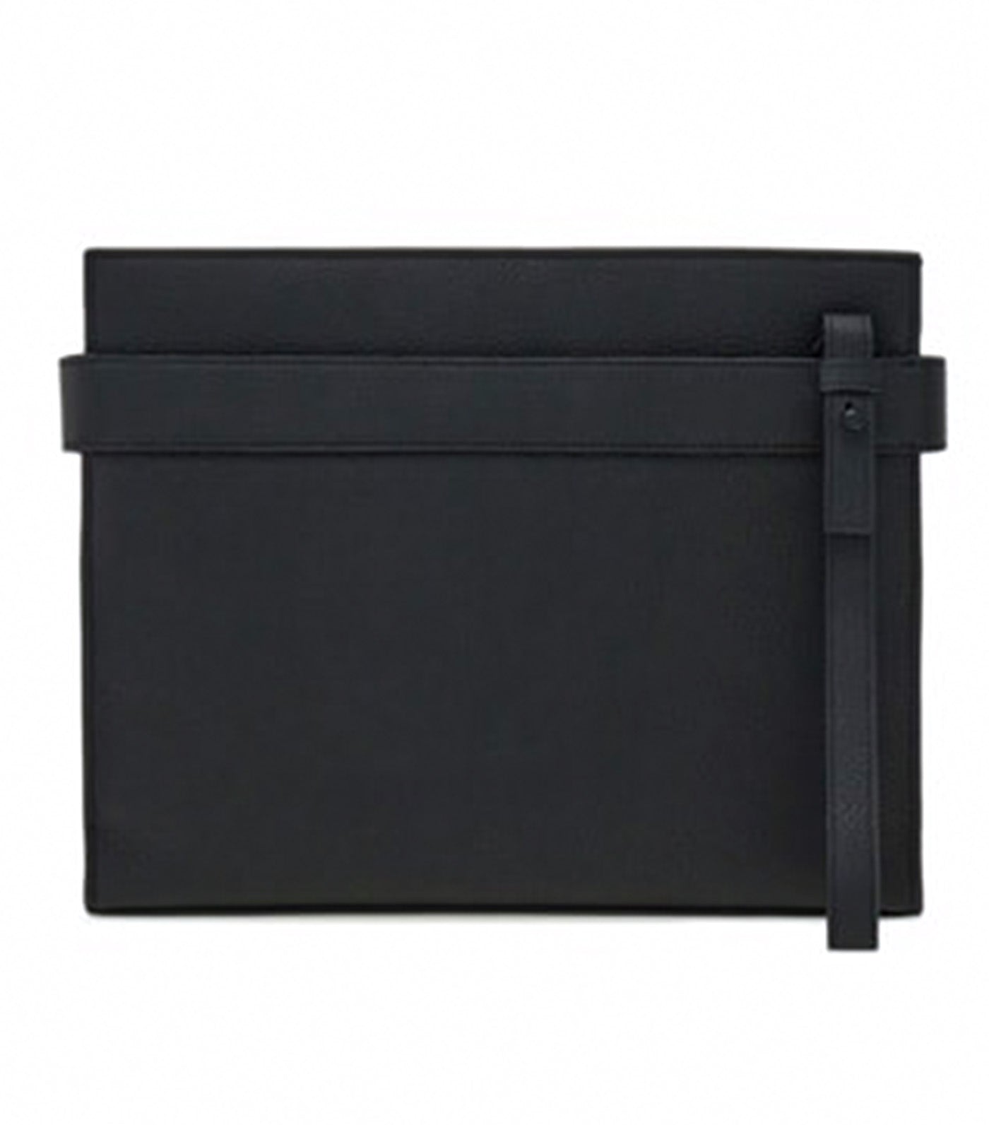 Pouch with Gancini Buckles Hammered Calfskin Black