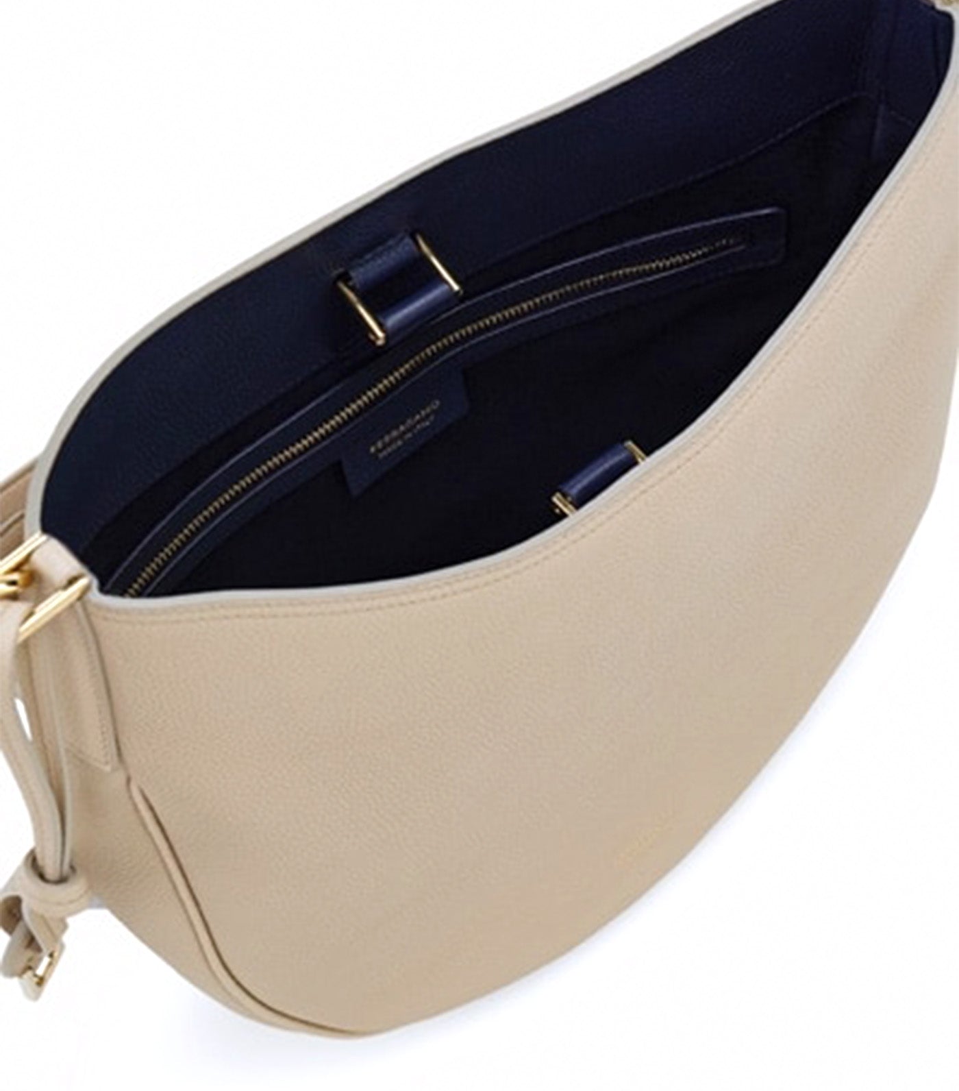 North-South Hobo Bag M Hammered Calfskin
