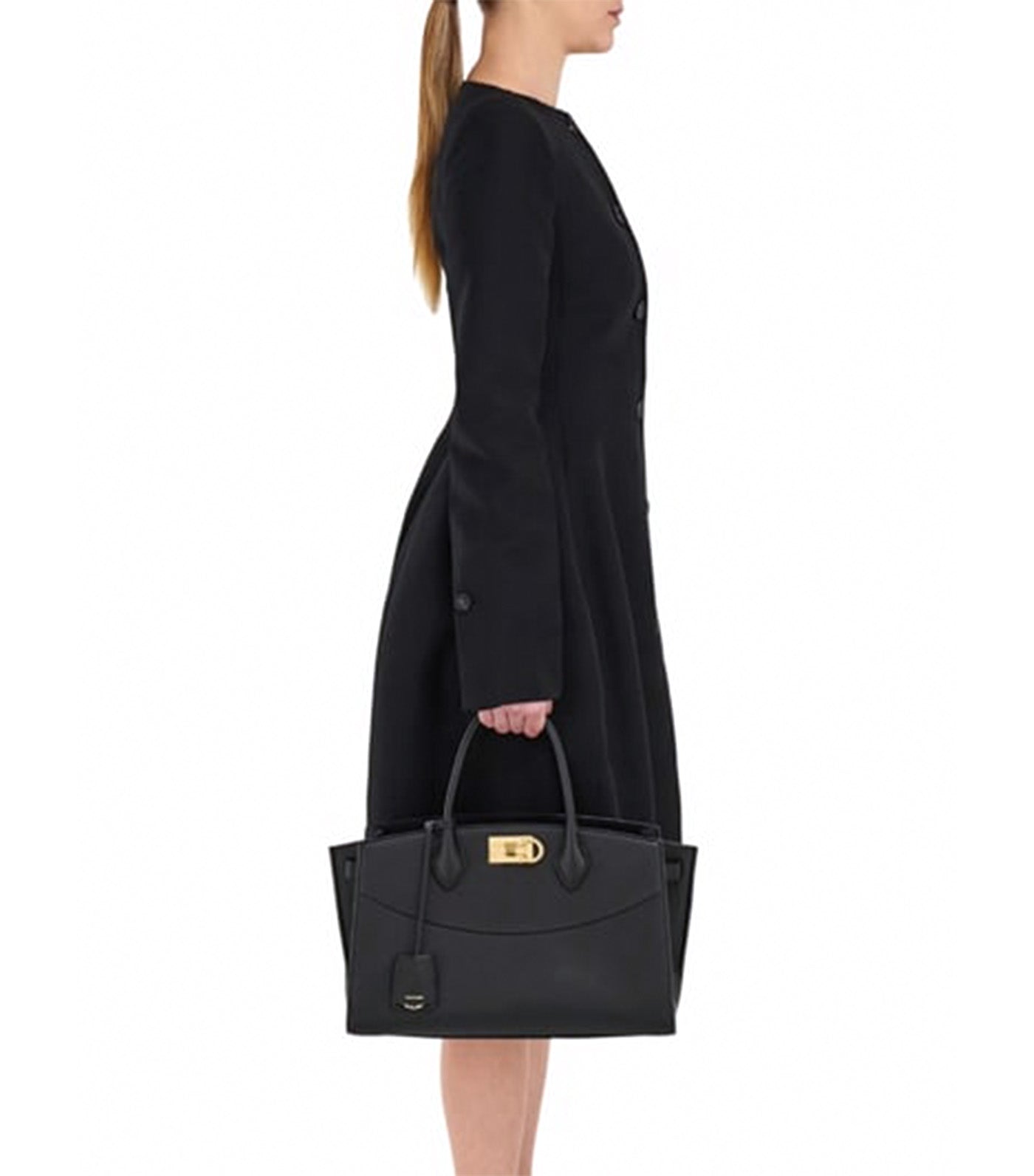 Studio Soft Bag L Hammered Calfskin Black