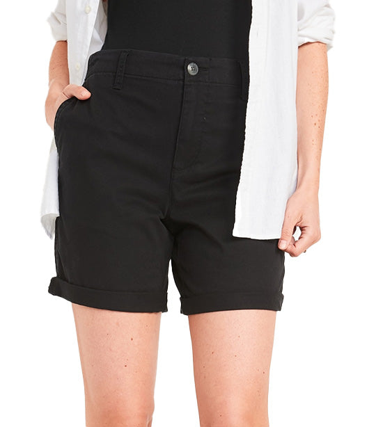 High Waisted OGC Chino Shorts for Women 7-inch Inseam Black Jack