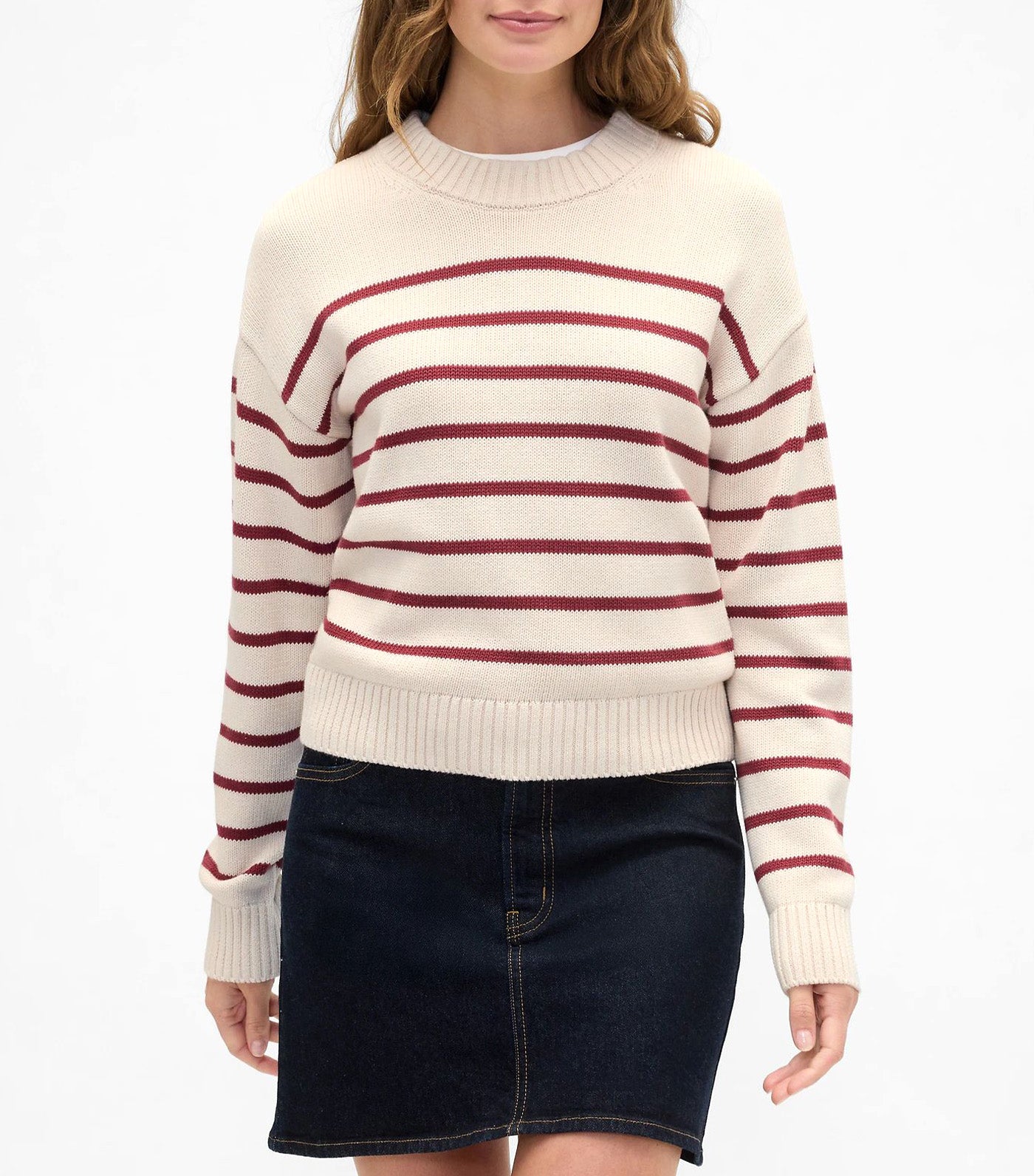 Relaxed Stripe Cropped Sweater