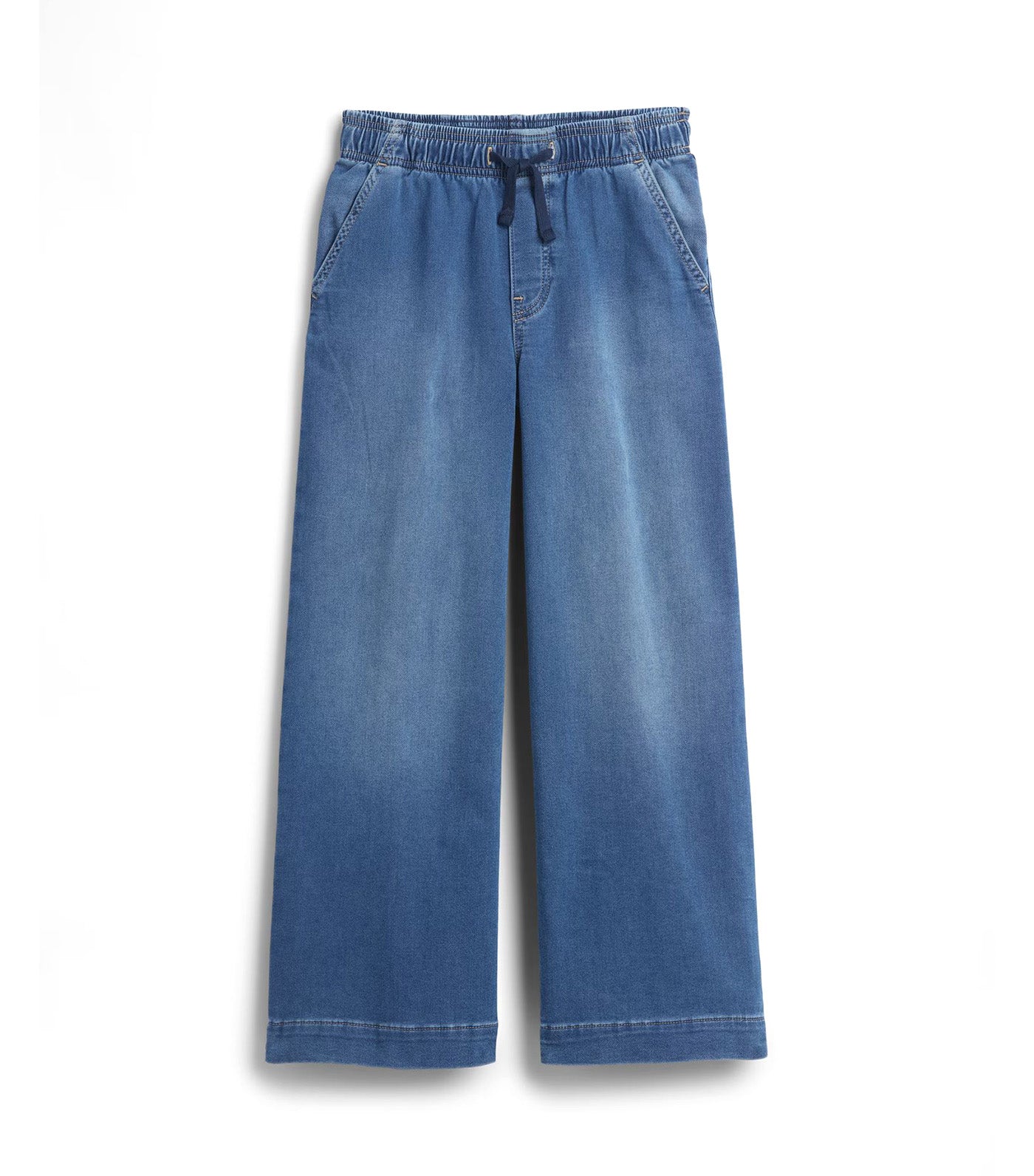 High Rise Pull-On Wide-Leg Sweatpant Jeans Dark Wash Indigo 119