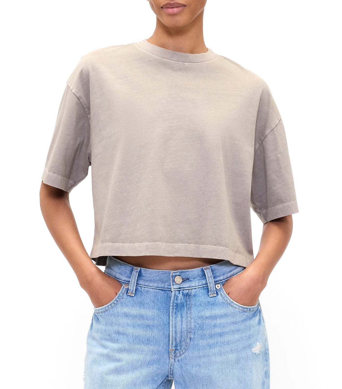 Oversized Cropped Crewneck T-Shirt