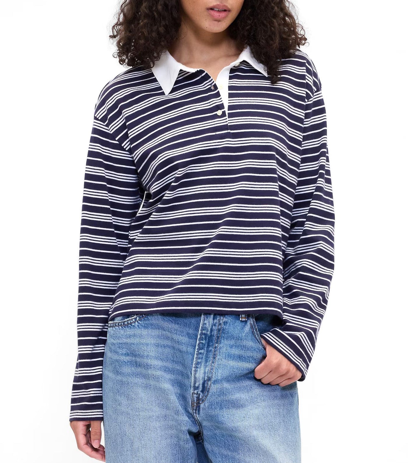 Oversized Stripe Rugby Polo Shirt