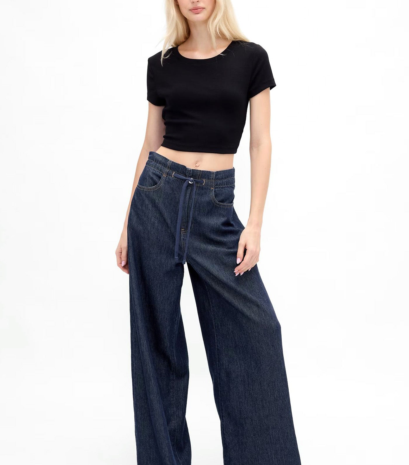 High Rise SuperLight Pull-On Baggy Jeans Dark Wash