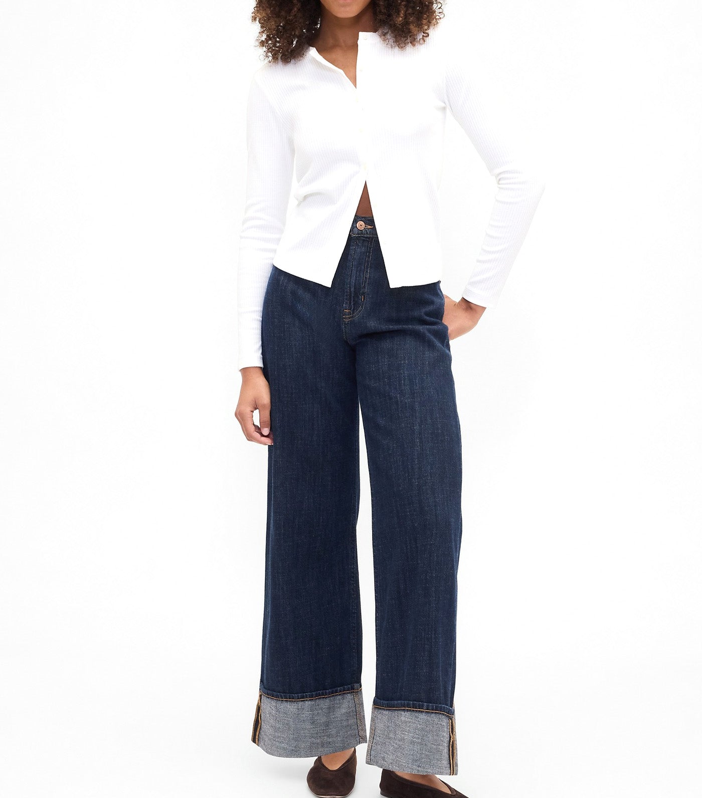 High Rise Wide-Leg Jeans Dark Wash Indigo 119