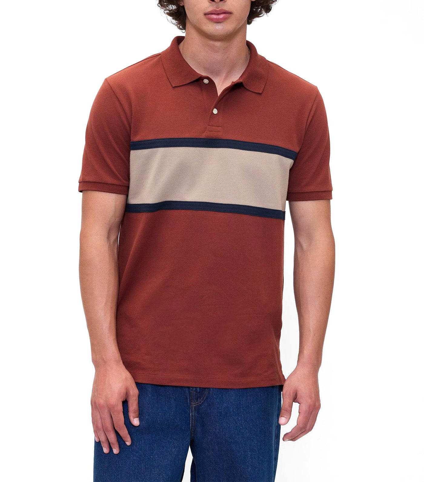 Colorblock Stretch Pique Polo Shirt