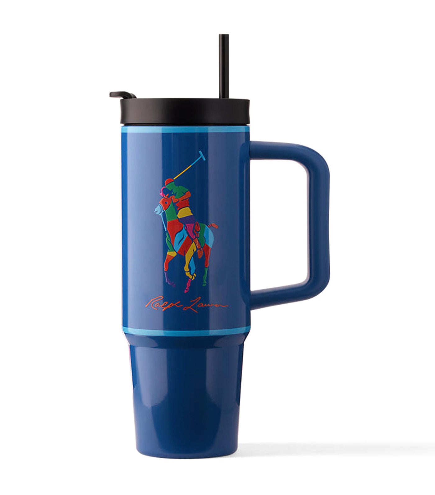 Complimentary Color-Blocked Pony Water Bottle and Straw
