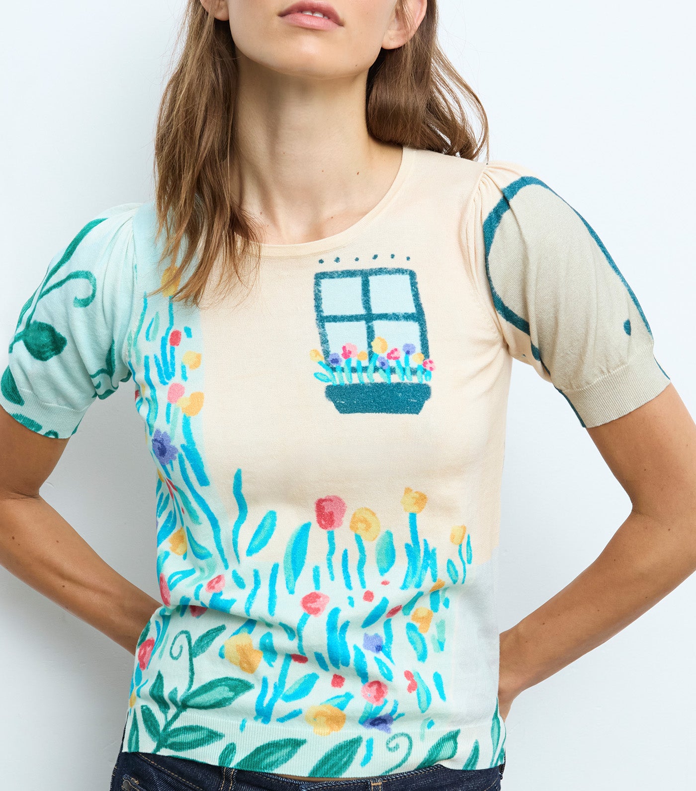 Short Sleeve Knit Multicolor