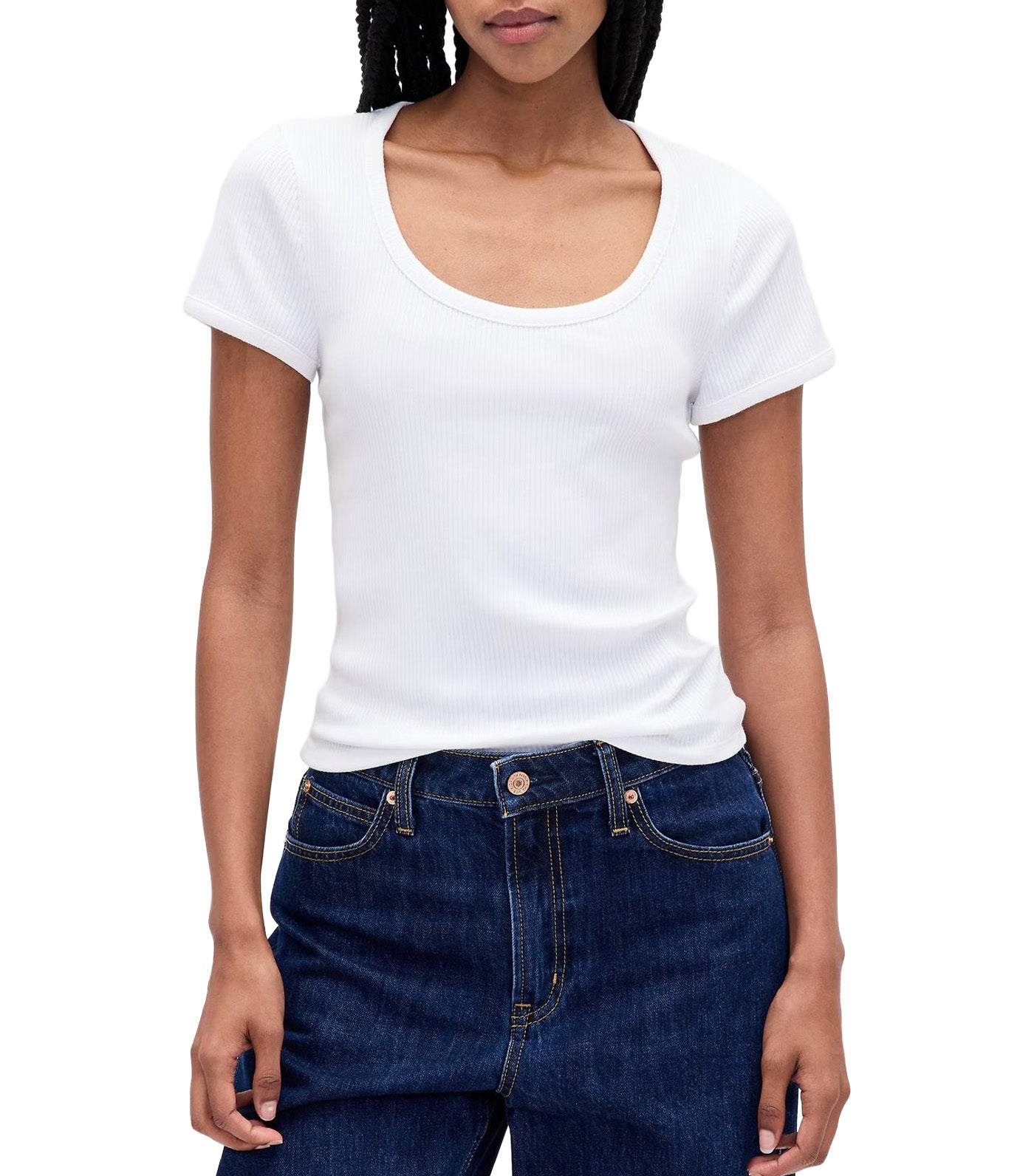 GAP Modern Rib Scoop Crop T-Shirt Fresh White