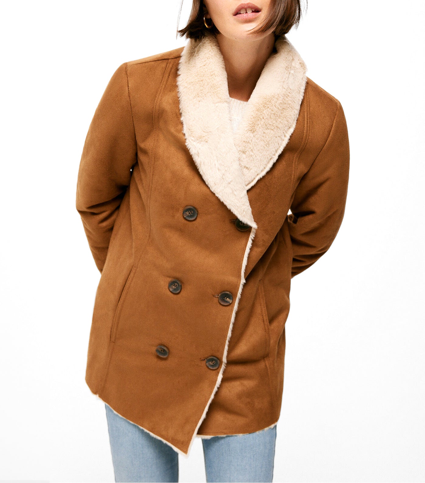 Double-Face Double-Breasted Coat Brown