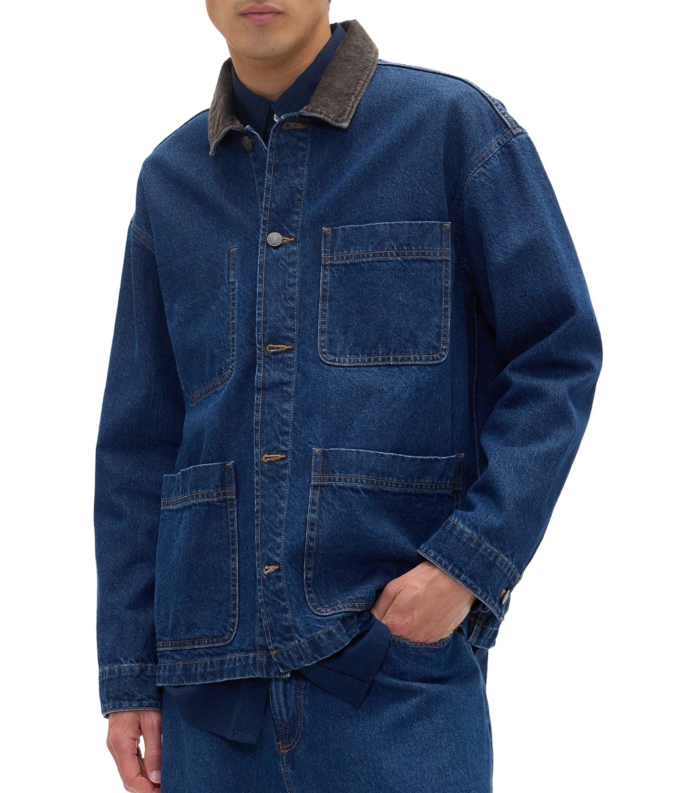 Relaxed Denim Barn Jacket Dark Rinse