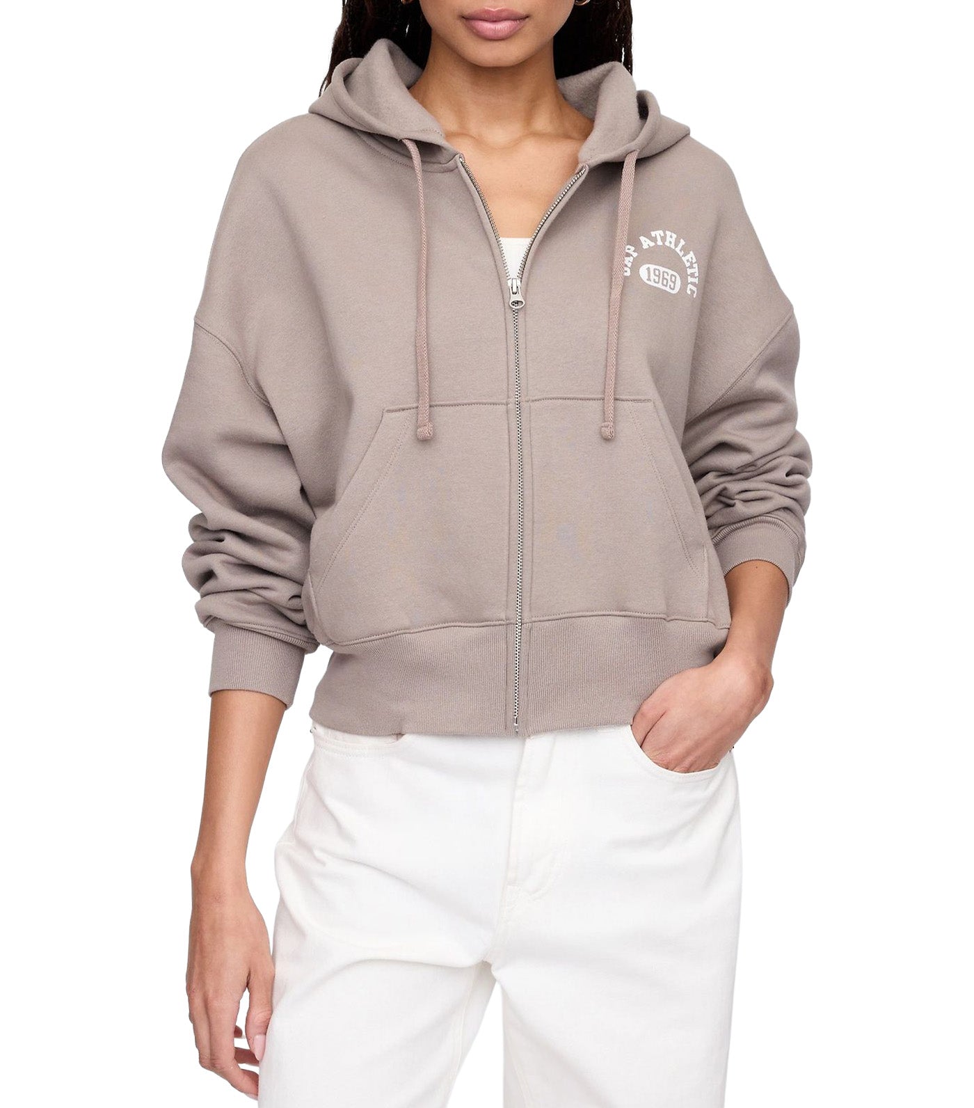 GAP Oversized Graphic Hoodie Medium Cool Brown