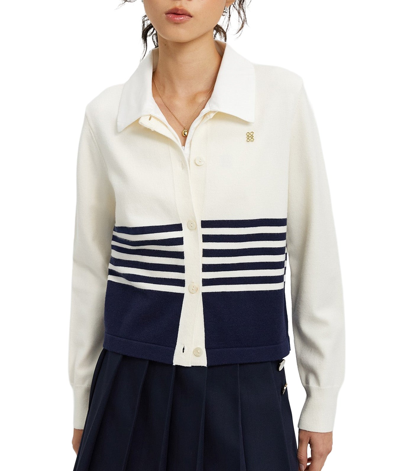Striped Cardigan Navy/White