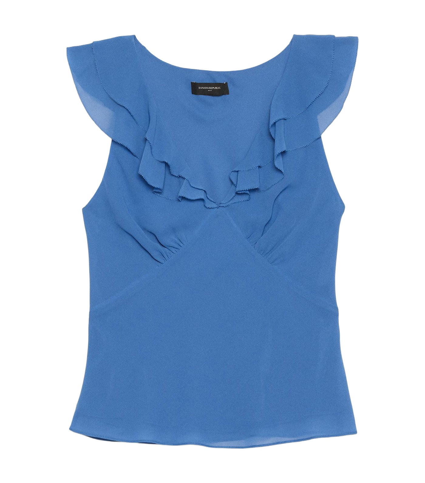 Banana Republic Ruffle V-Neck Chiffon Top Indigo Crush