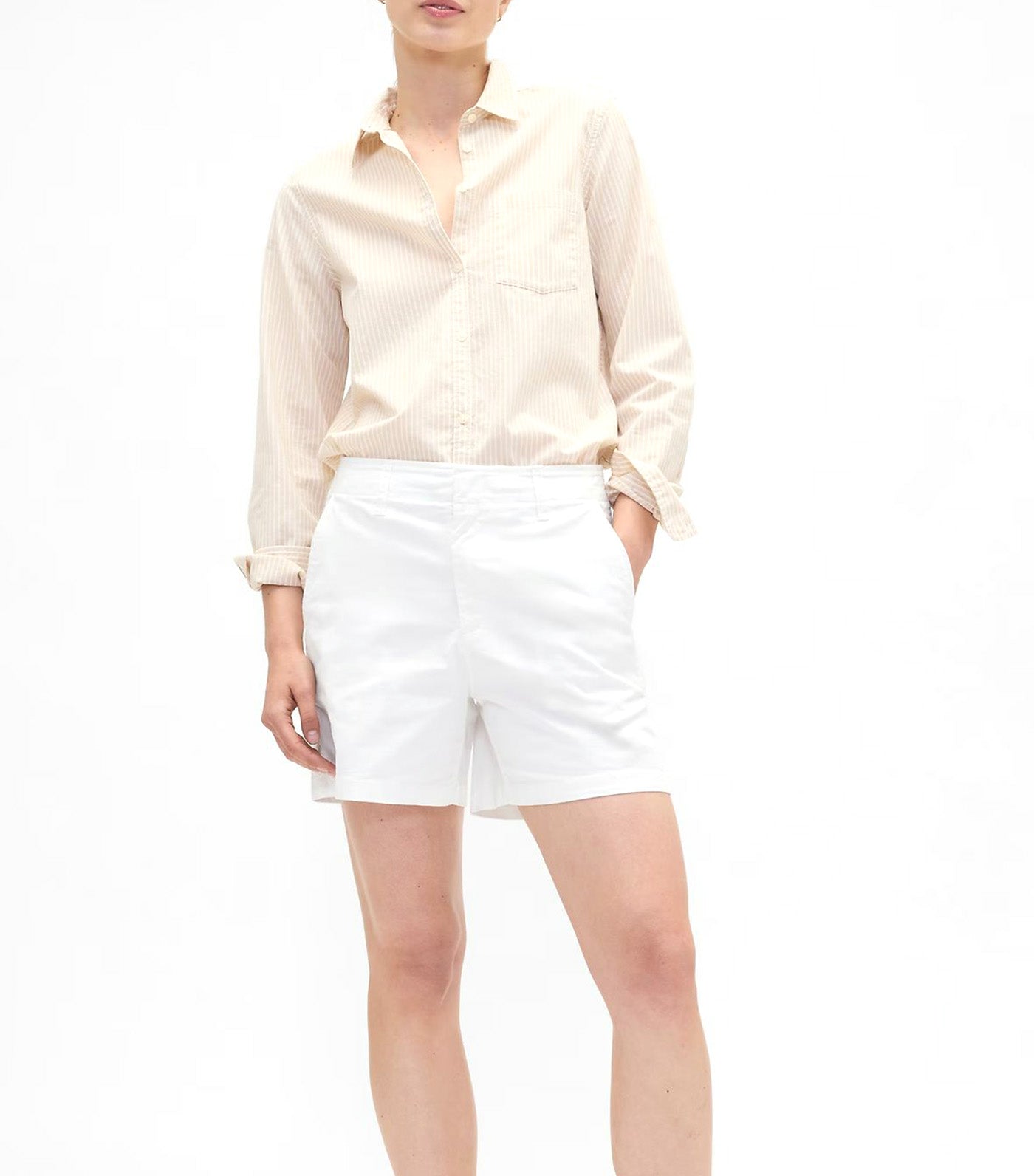 5" Mid Rise Downtown Khaki Shorts