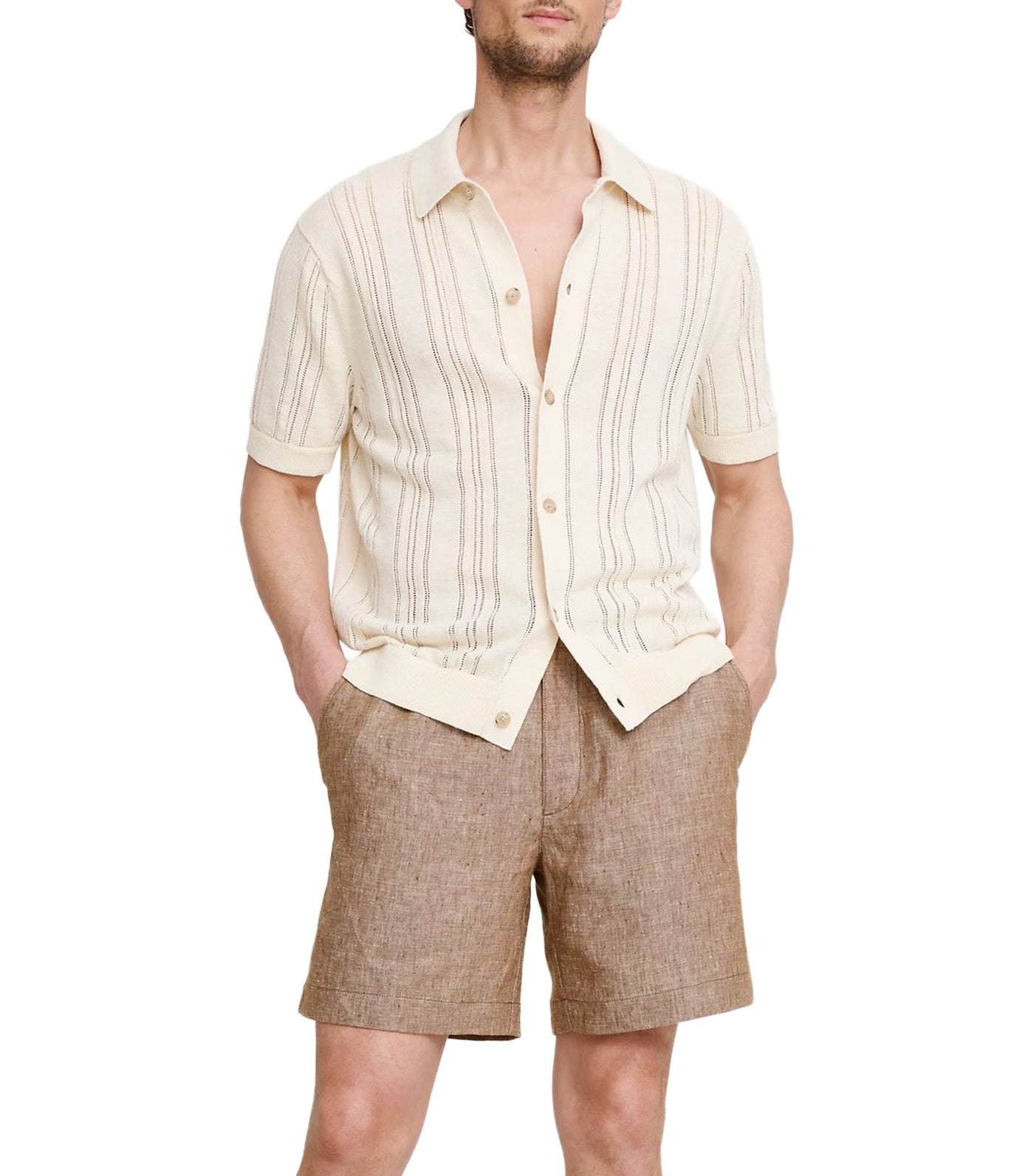 Banana Republic 7in Linen Pull-On Short Earthen Brown