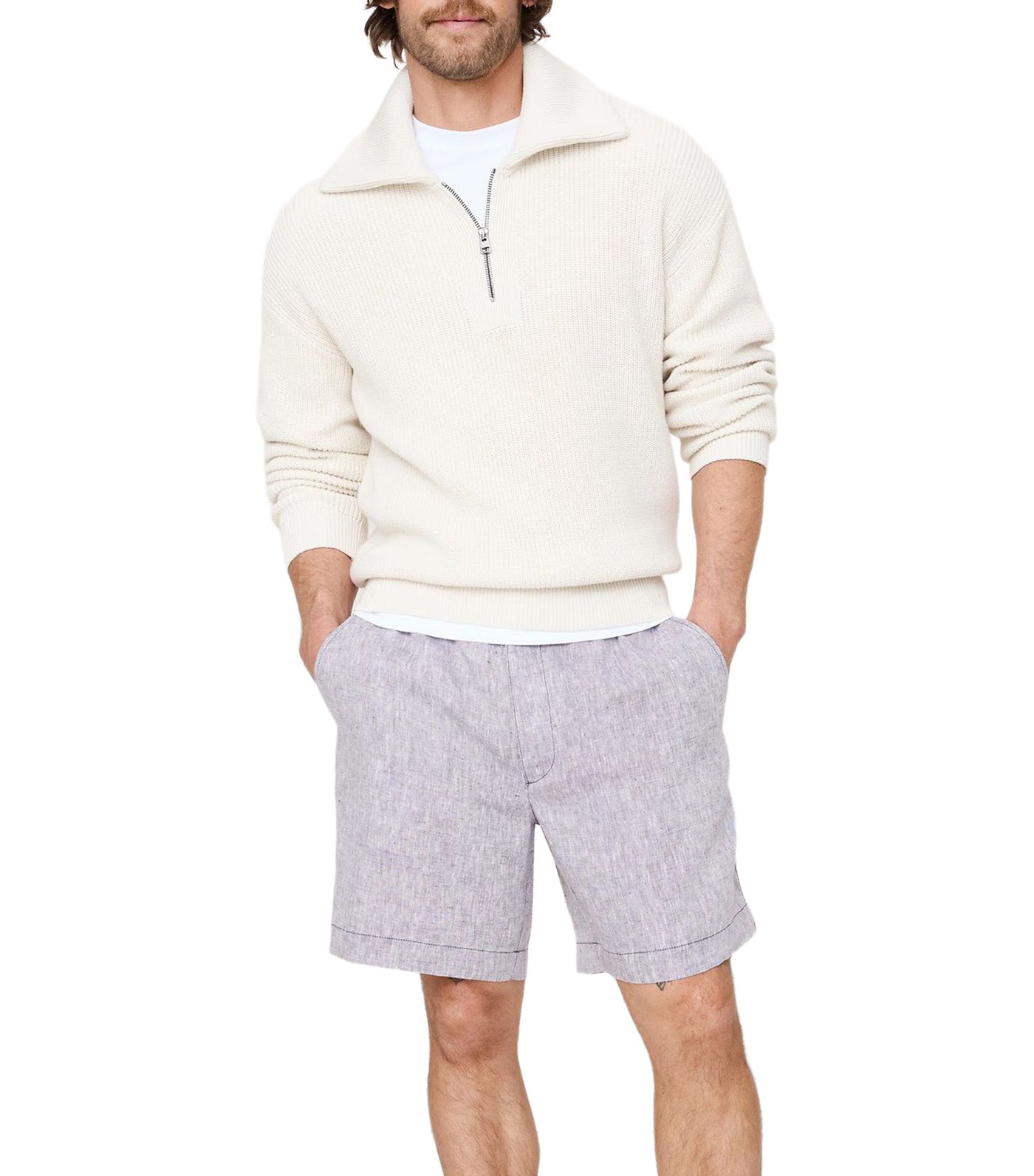 Banana Republic 7in Linen Pull-On Short Lilac Wine