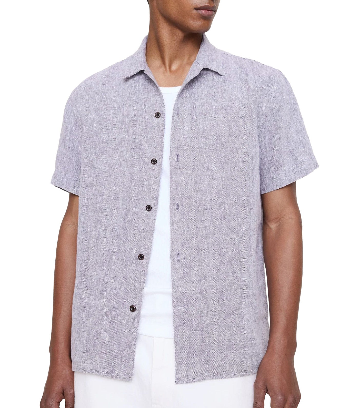 Banana Republic Standard-Fit Midweight Linen Resort Shirt Light Purple