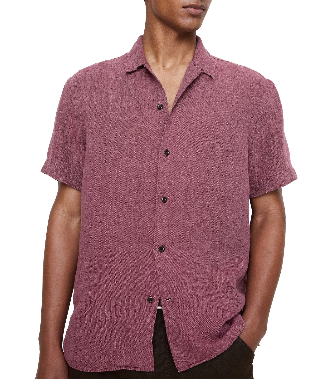 Banana Republic Standard-Fit Midweight Linen Resort Shirt Pink