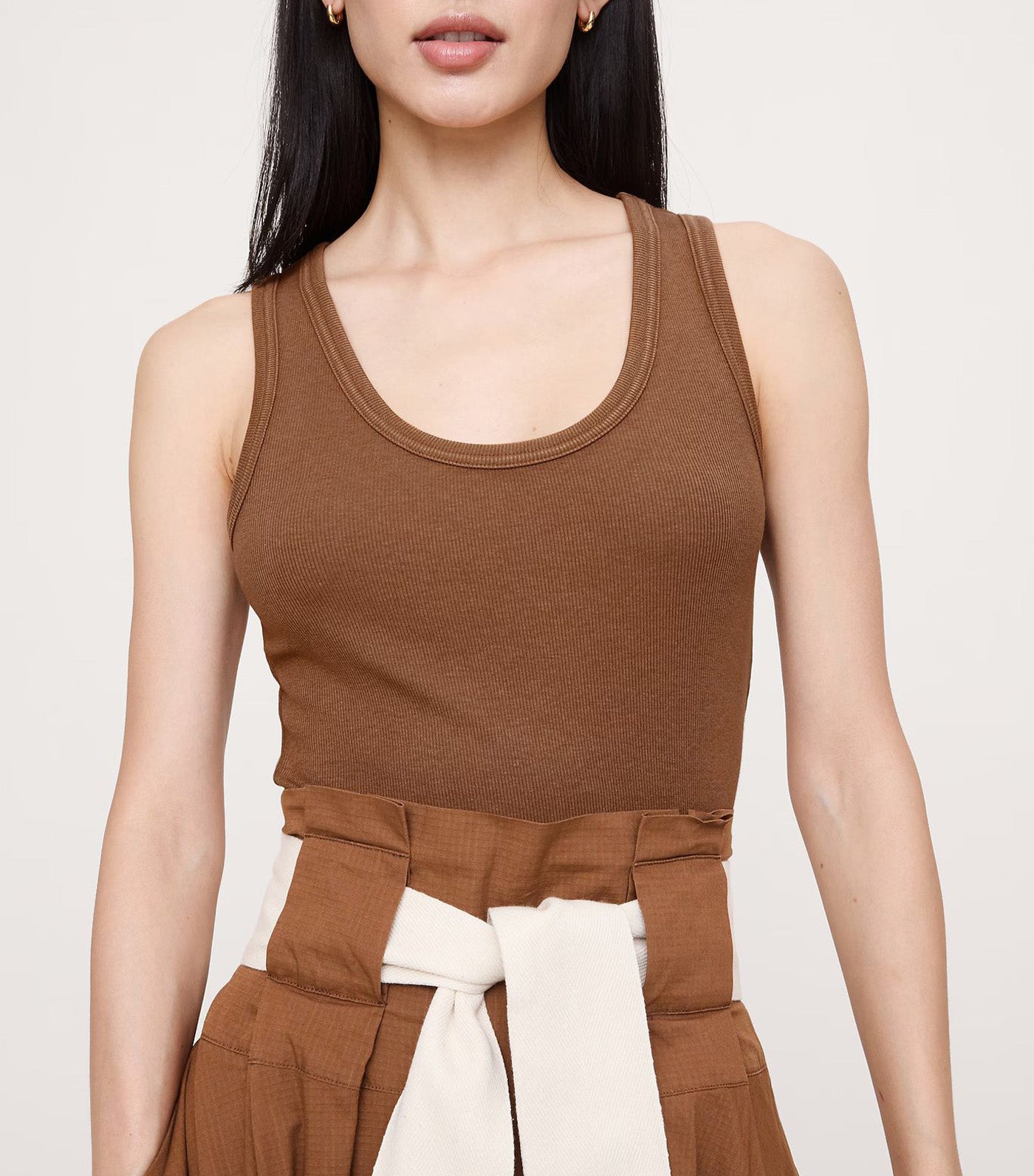 Ribbed Scoop-Neck Tank