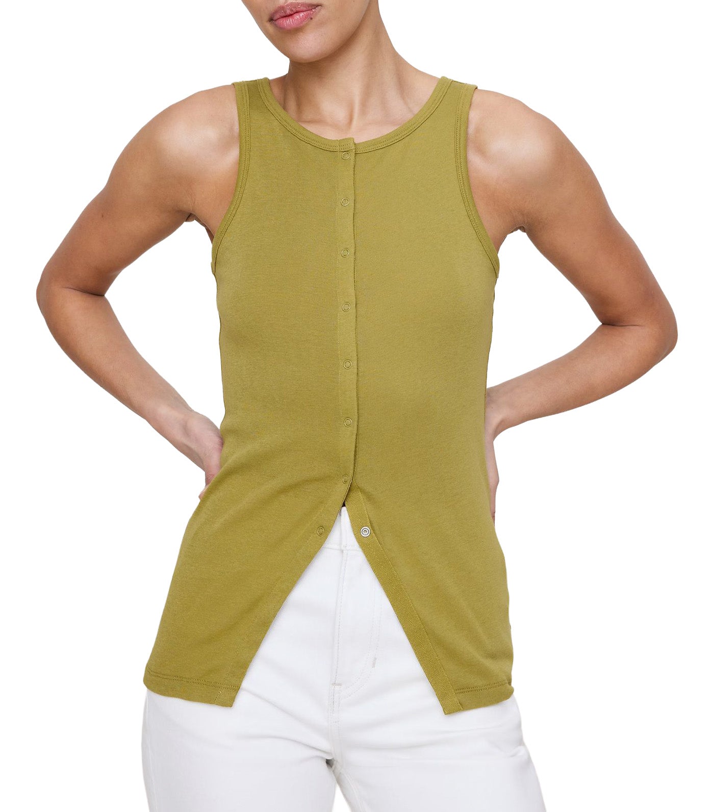 Airy Cotton Snap-Front Tank