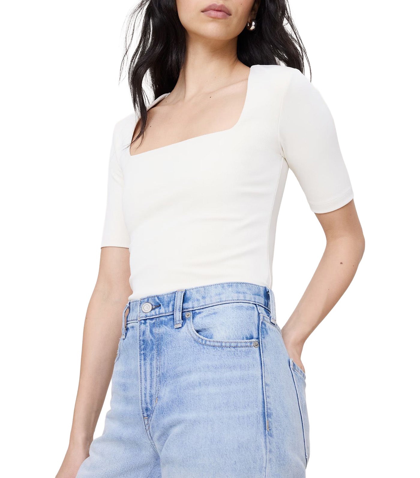 Sculpted-Stretch Square-Neck Top