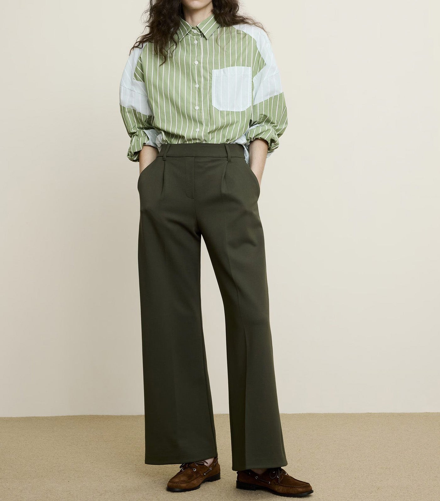 High-Rise Wide-Leg Drapey Ponte Pull-On Pant