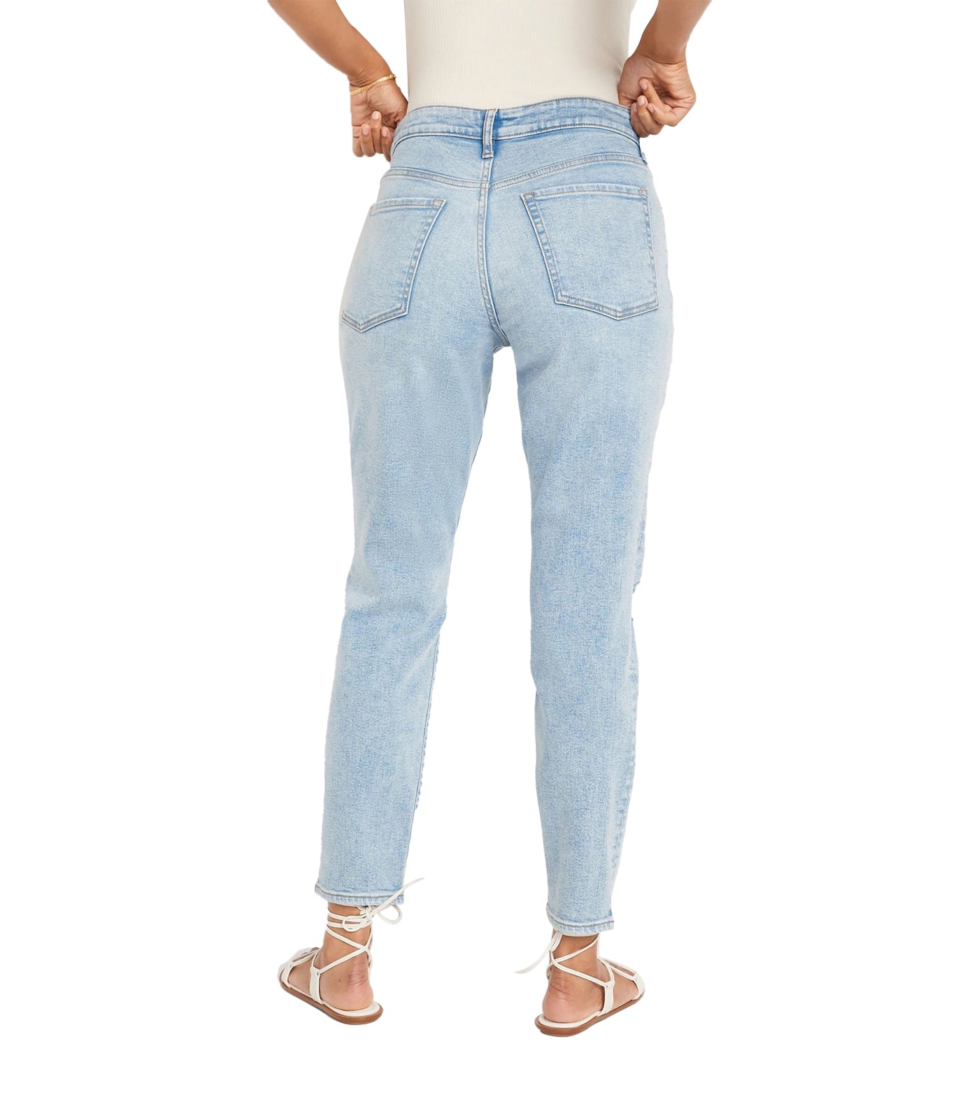 High-Waisted Button-Fly O.G. Straight Extra-Stretch Ankle Jeans for Women Mitten